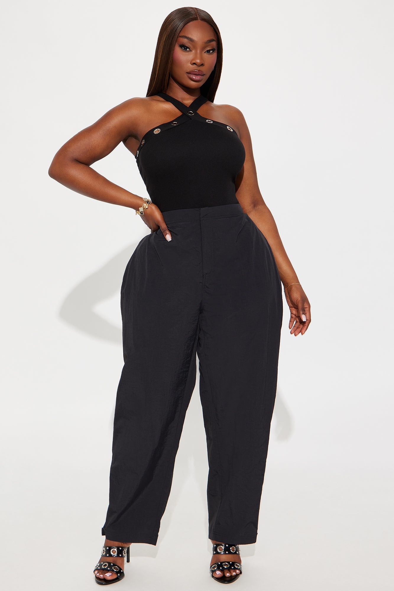 Nylon Windbreaker Pant - Black