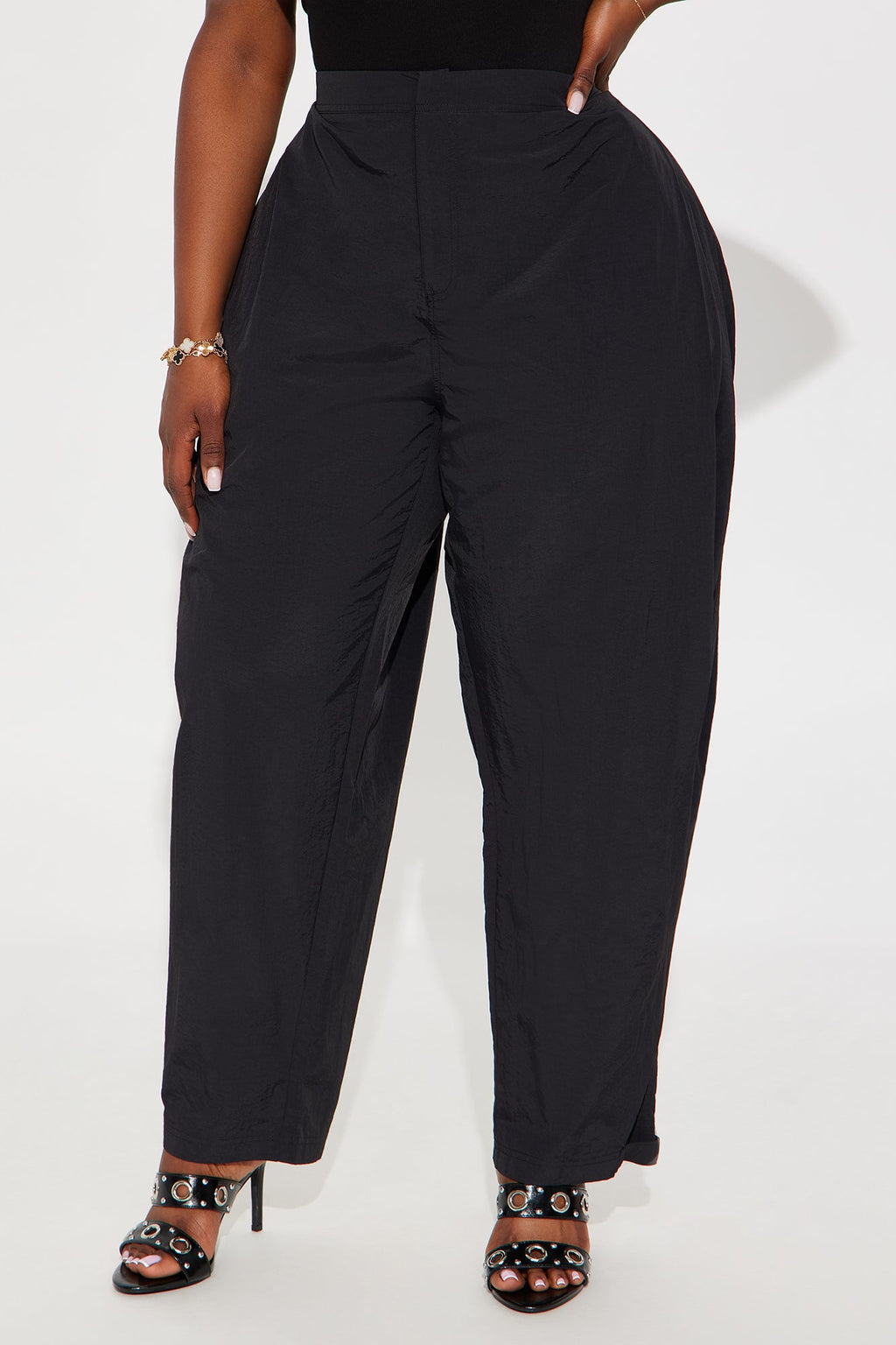 Nylon Windbreaker Pant - Black