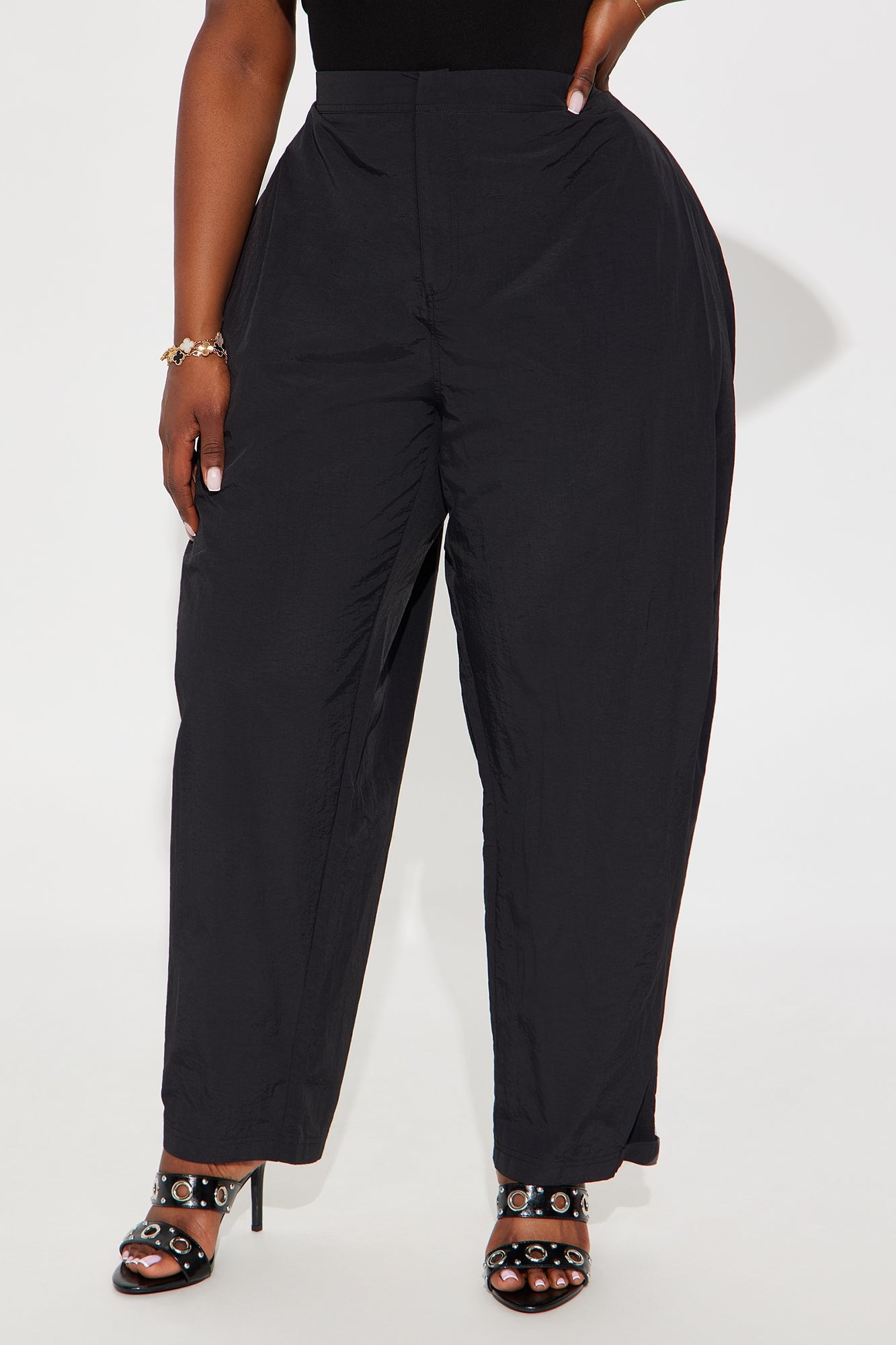 Nylon Windbreaker Pant - Black