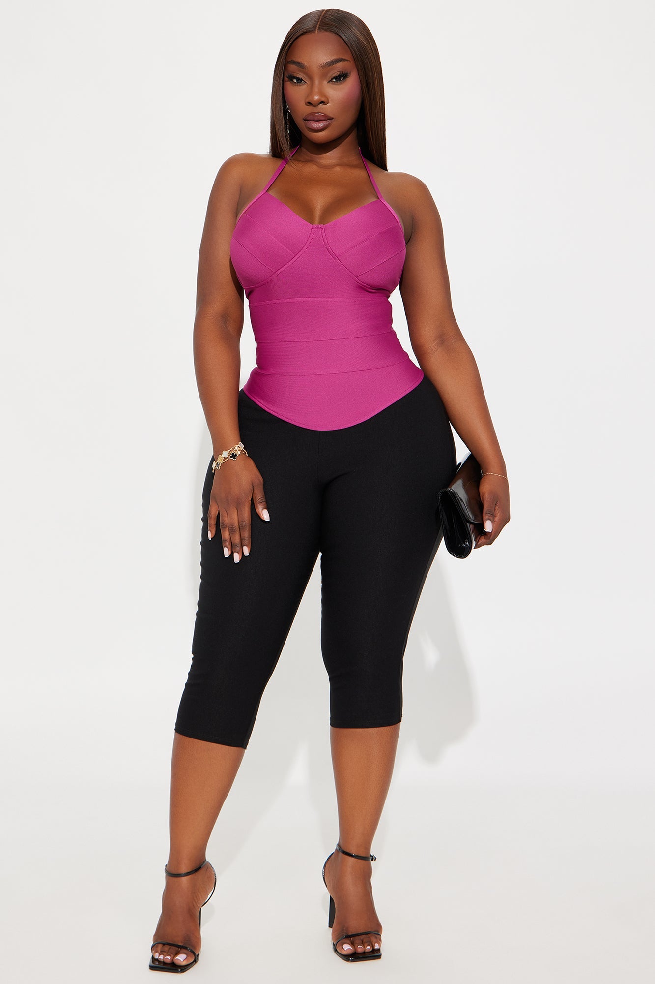 Slow-Motion Bandage Halter Top - Magenta