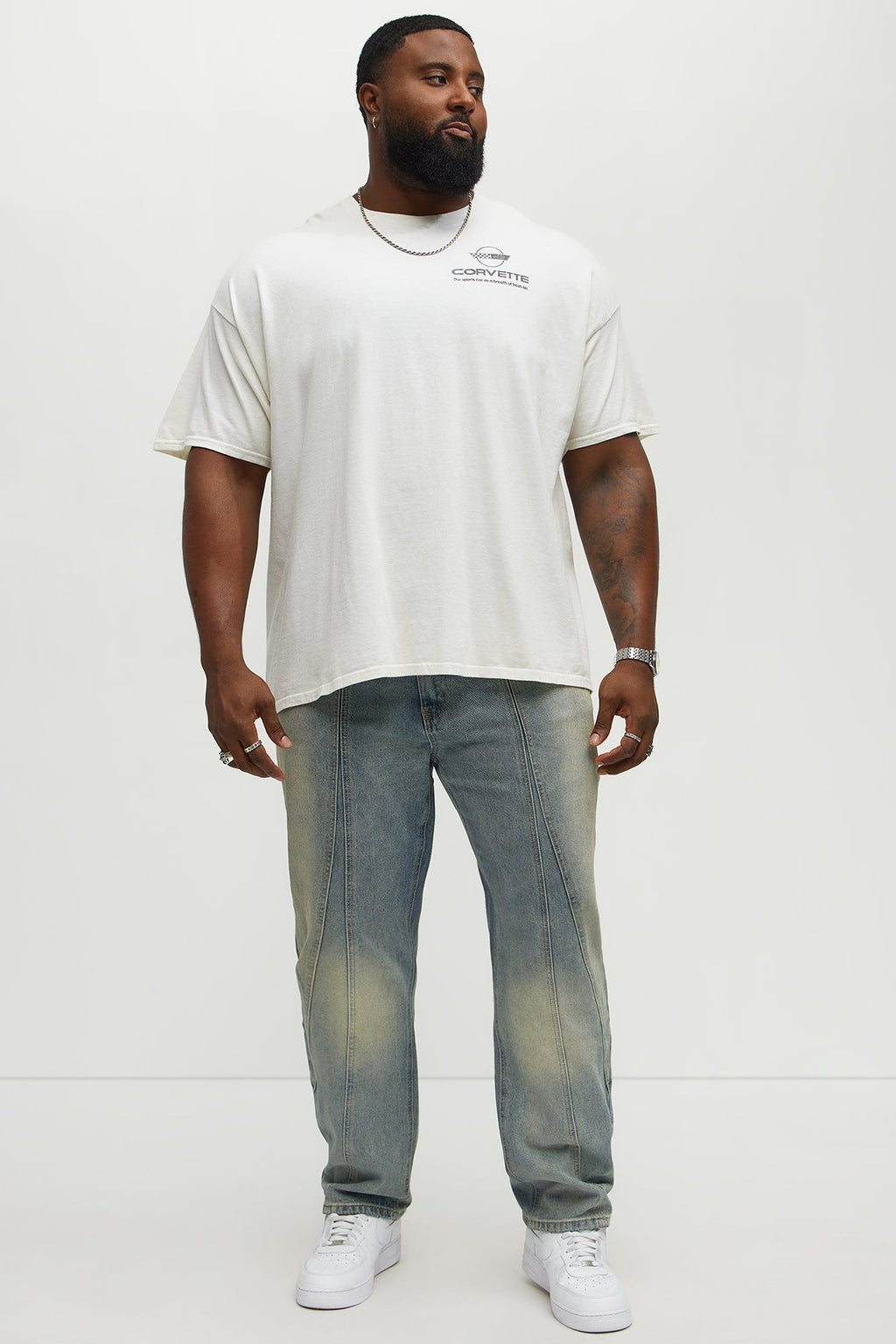 Up And Down Panel Slim Jeans - Vintage Blue Wash
