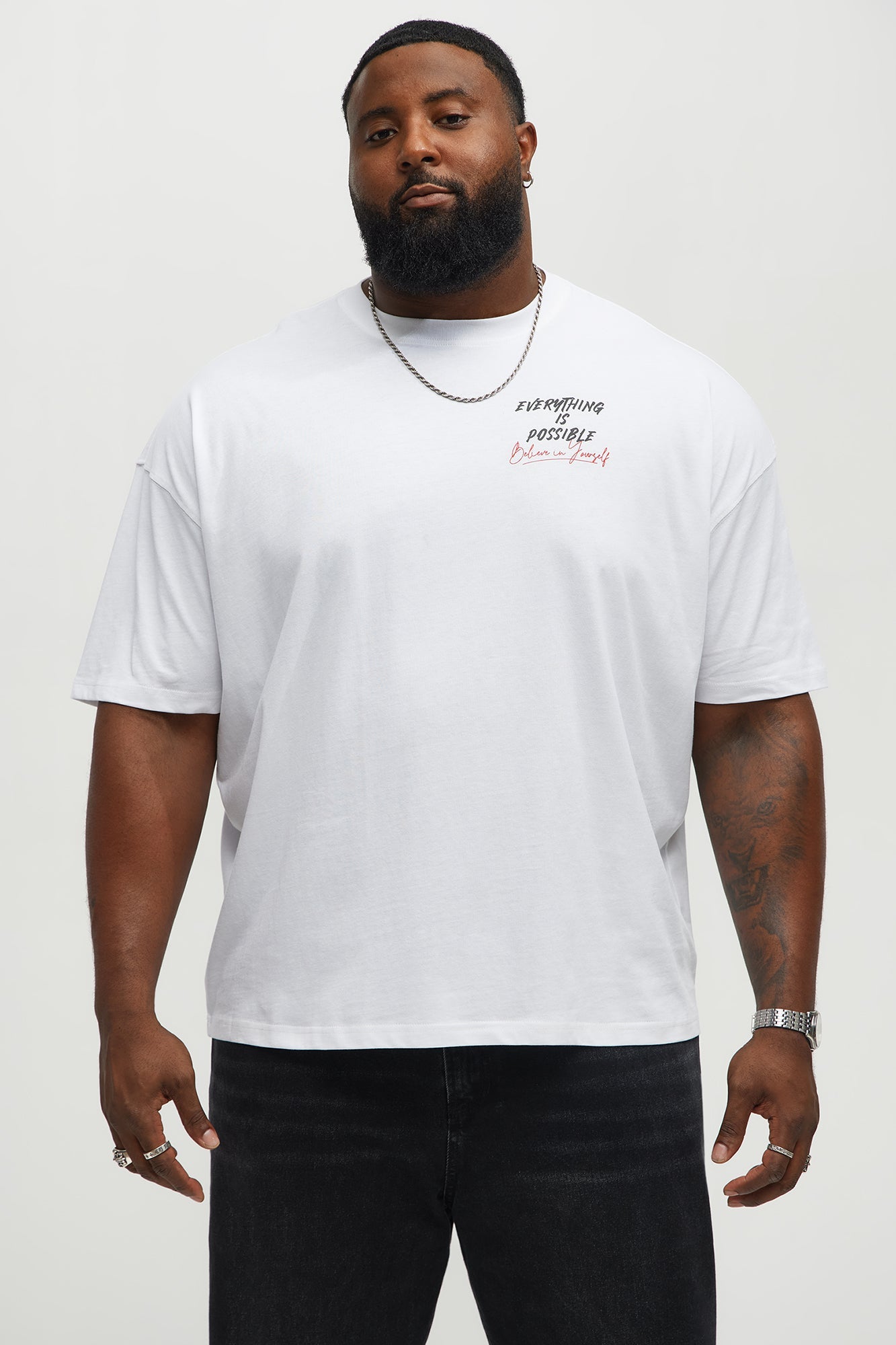 Follow Your Passion Oversized Short Sleeve Tee - White