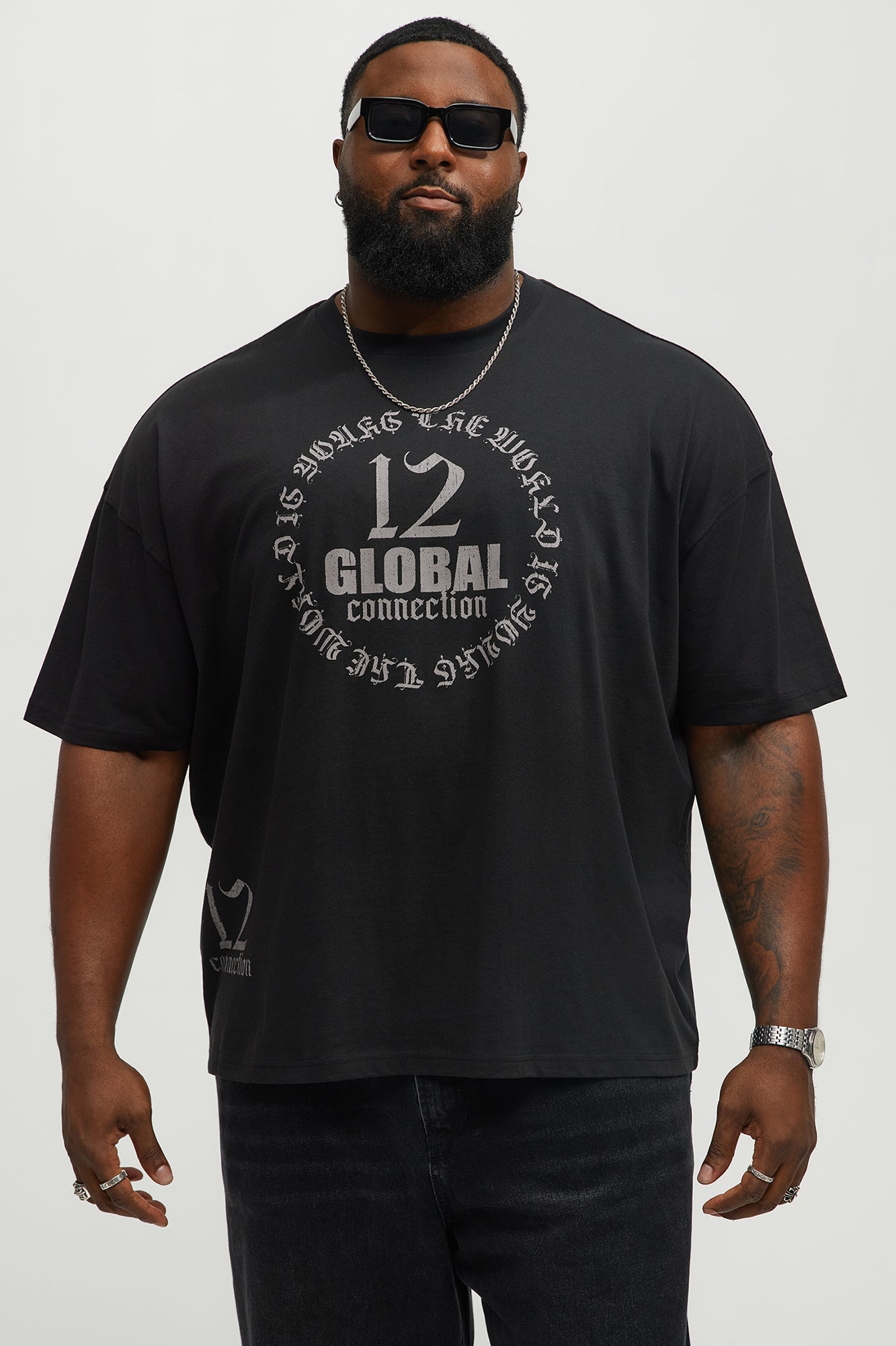 12 Global Oversized Short Sleeve Tee - Black