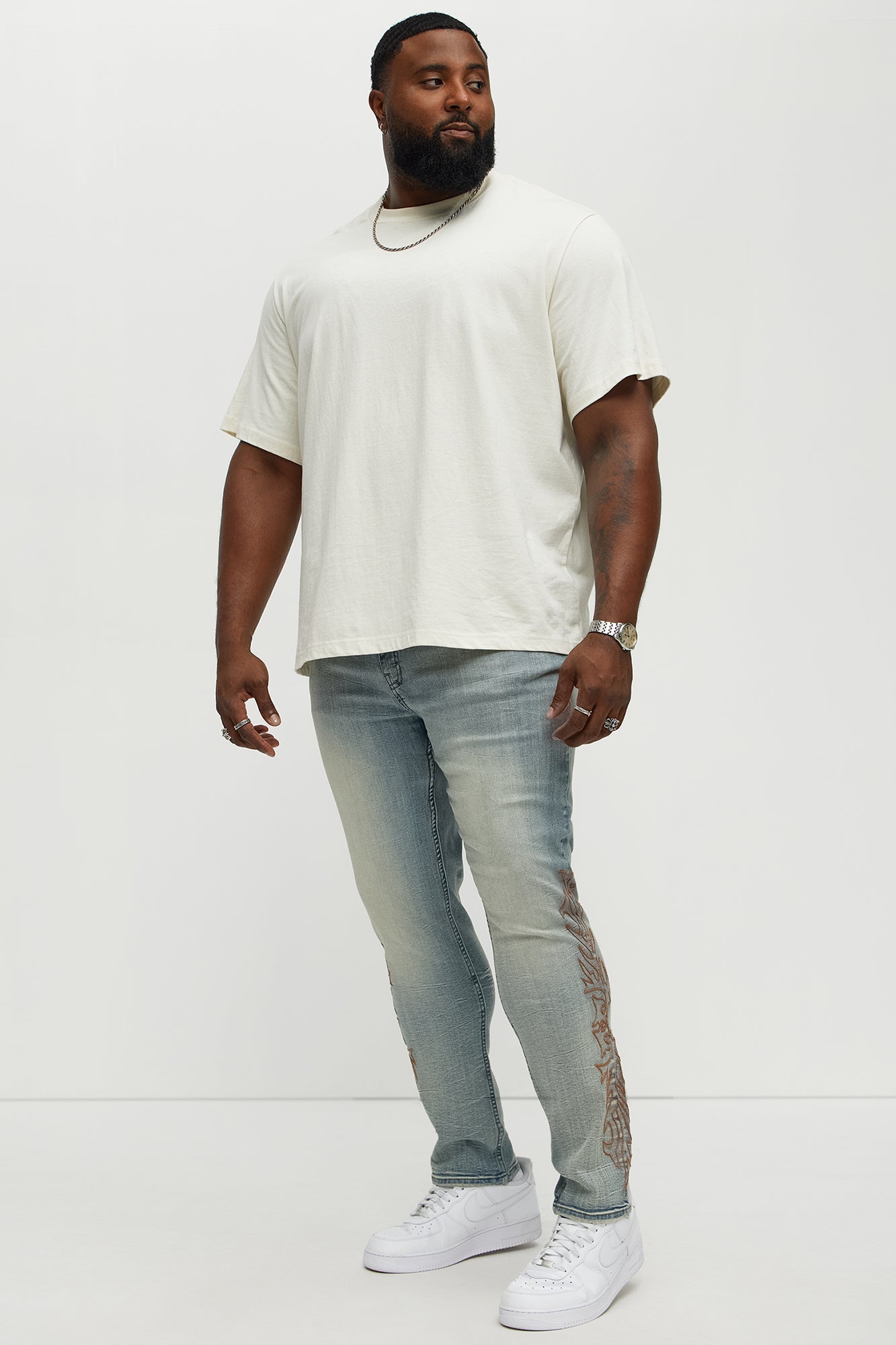 Be Resilient Embroidered Skinny Jeans - Medium Blue Wash