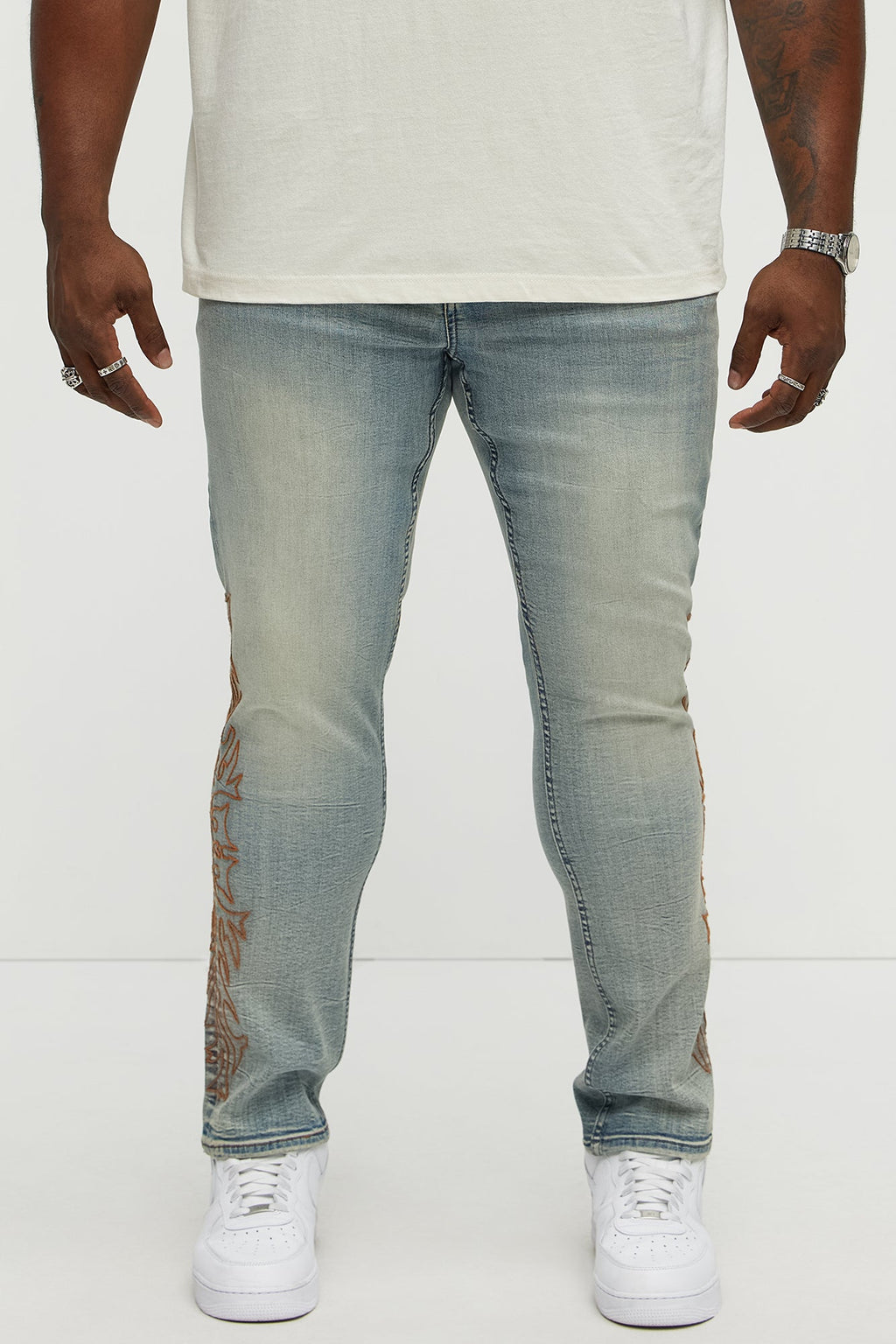 Be Resilient Embroidered Skinny Jeans - Medium Blue Wash