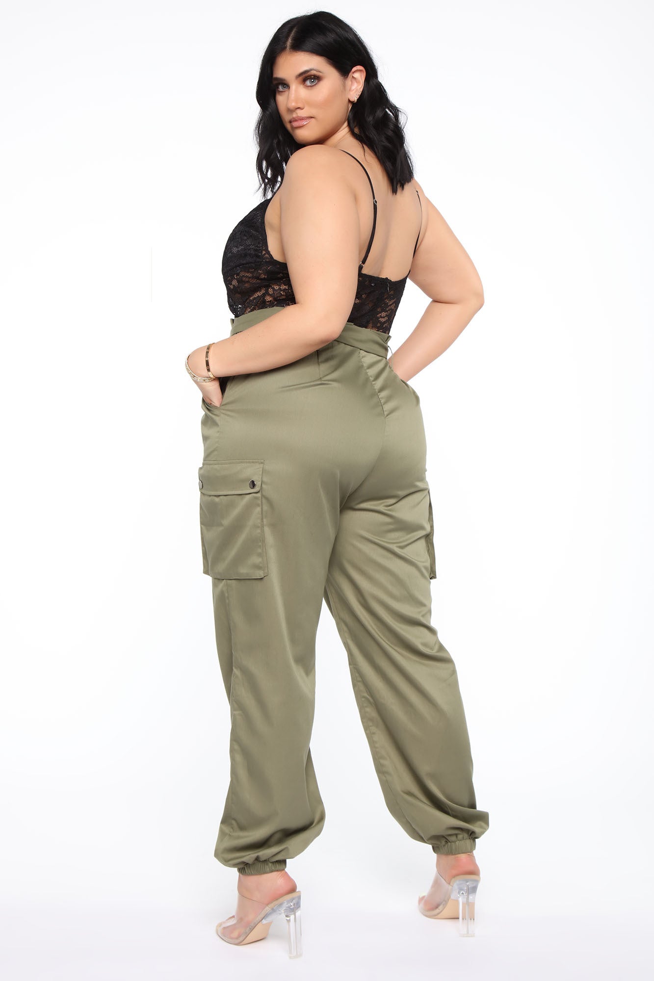 Can't Forget It Cargo Jumpsuit - Black/Olive