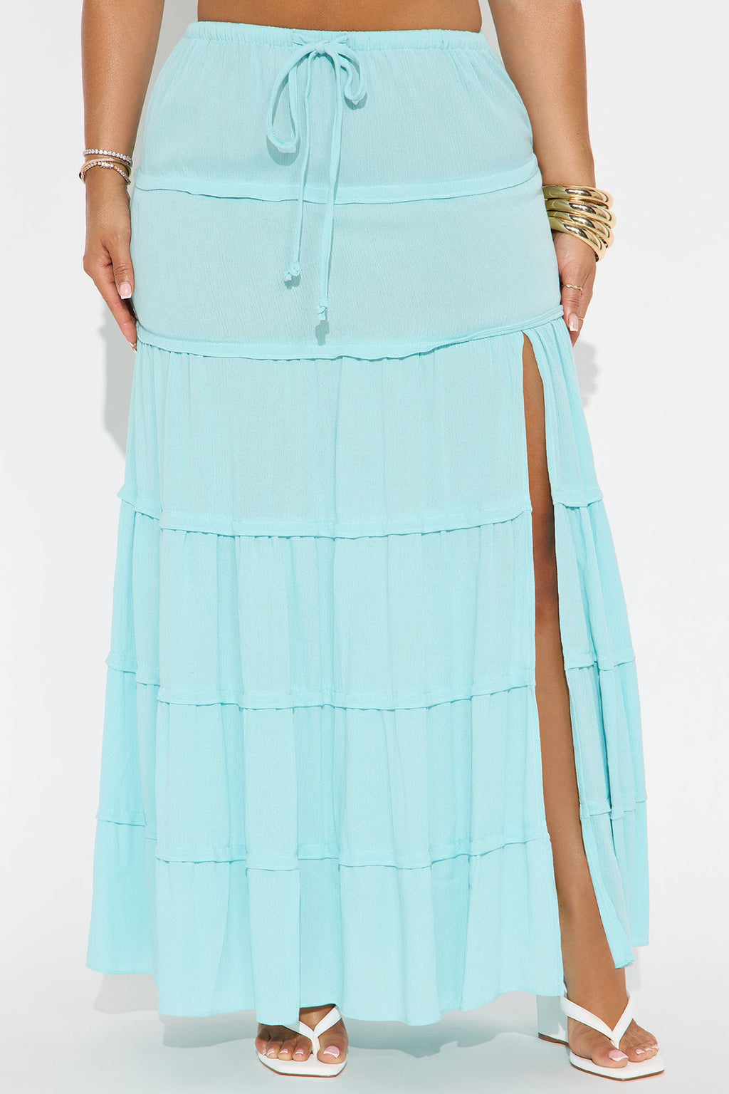 Go With The Flow Sheer Gauze Maxi Skirt - Light Blue