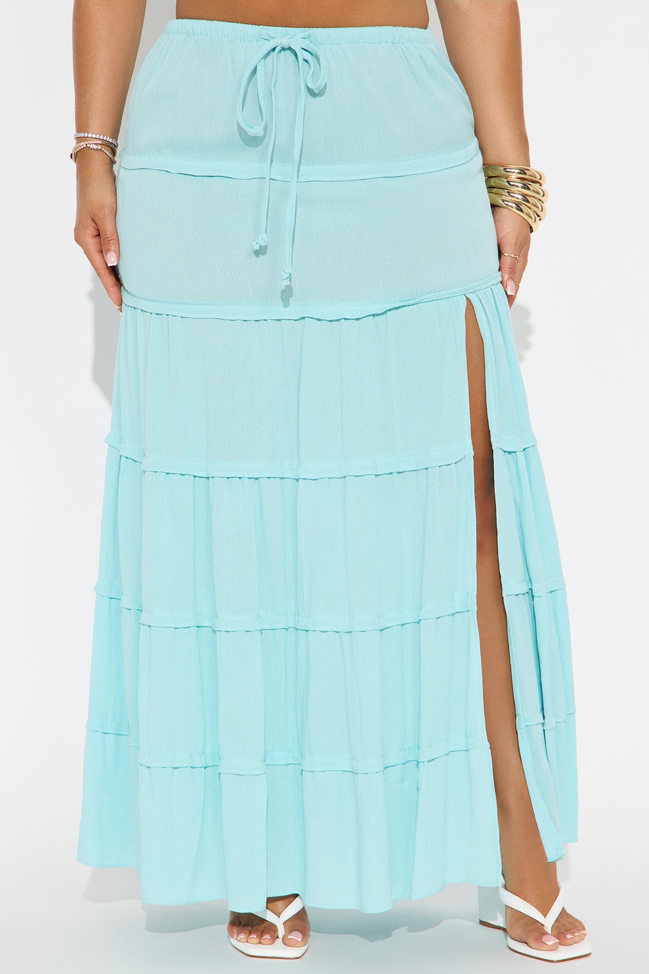 Go With The Flow Sheer Gauze Maxi Skirt - Light Blue