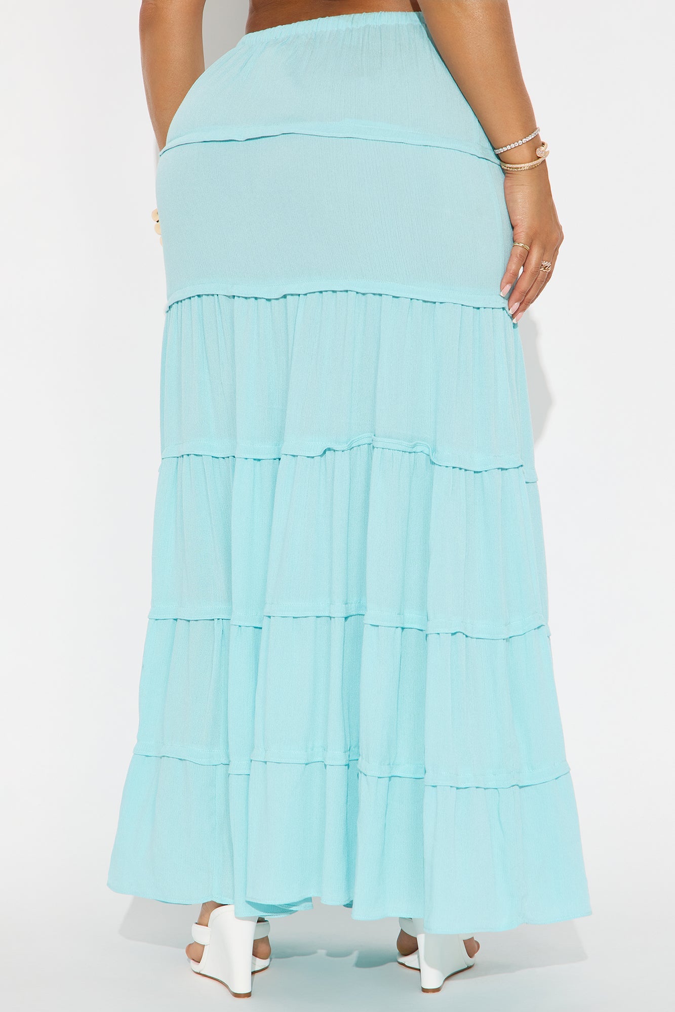 Go With The Flow Sheer Gauze Maxi Skirt - Light Blue