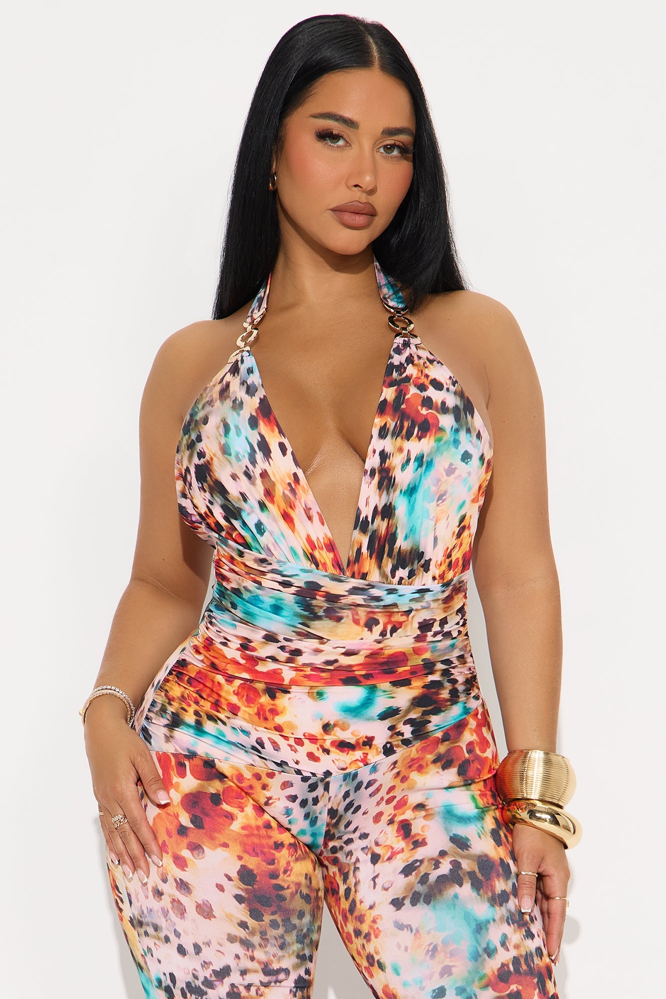 Wild Sunset Halter Jumpsuit - Multi Color