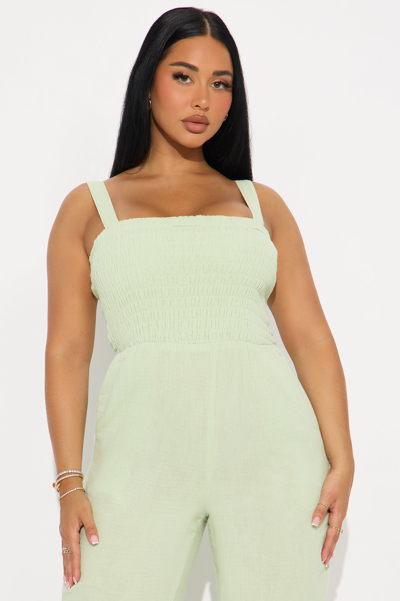 Melissa Gauze Wide Leg Jumpsuit - Green