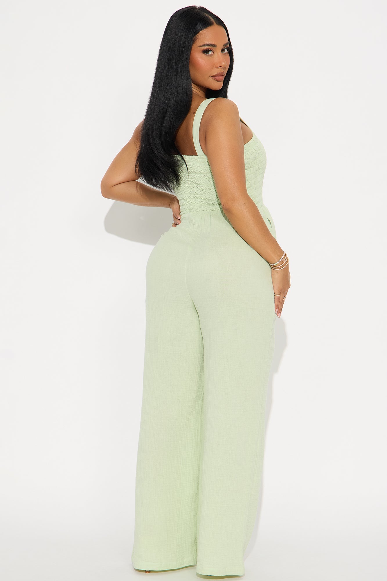 Melissa Gauze Wide Leg Jumpsuit - Green