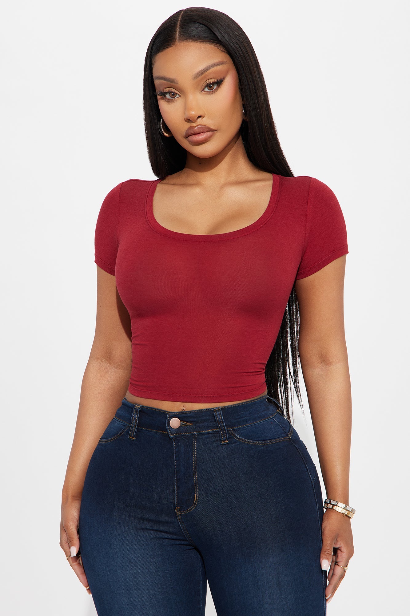 Ally Short Sleeve Tee - Burgundy