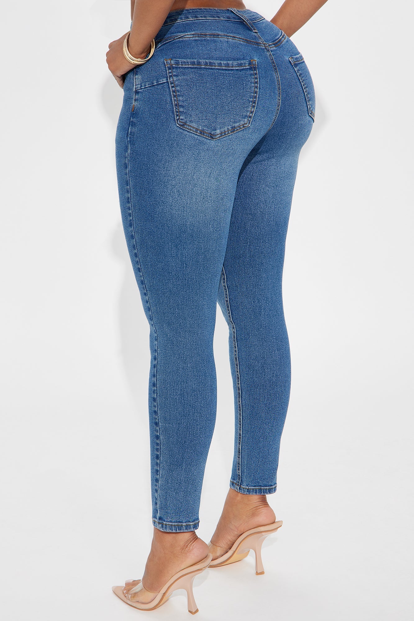 Vibe Check Curvy Stretch Ripped Skinny Jeans - Medium Wash