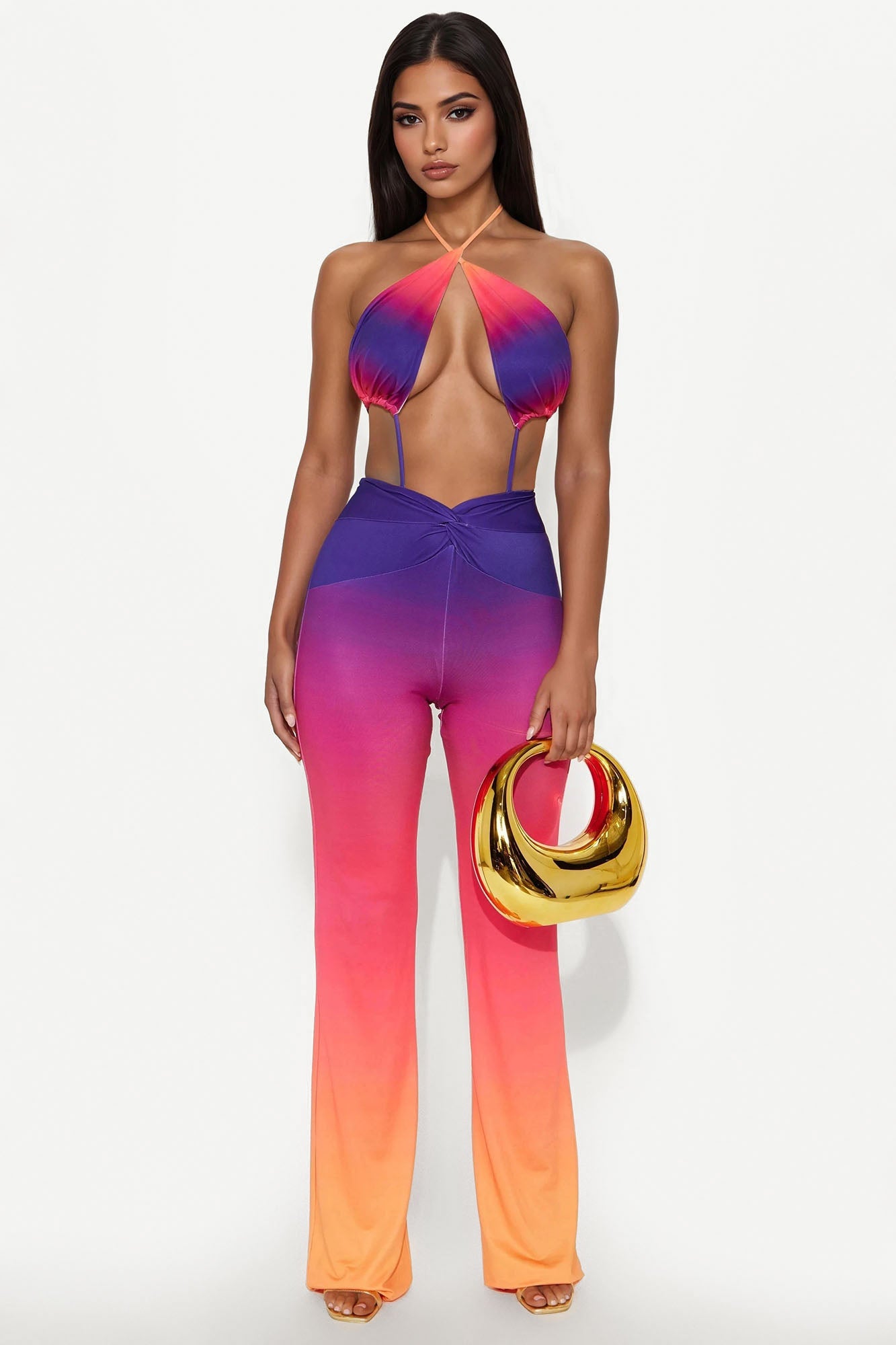 Nicoletta Ombre Halter Jumpsuit - Orange