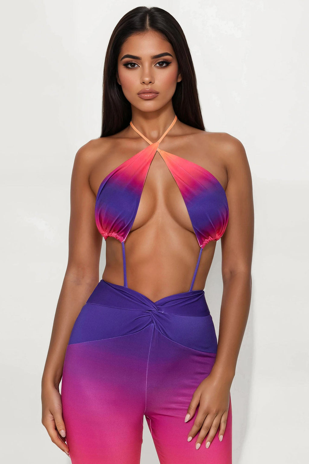Nicoletta Ombre Halter Jumpsuit - Orange
