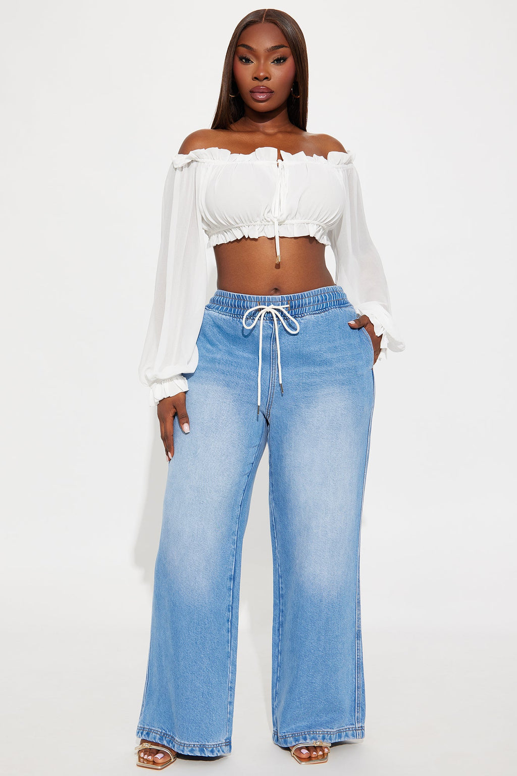 Ocean Drive Drapey Wide Leg Jeans - Vintage Wash