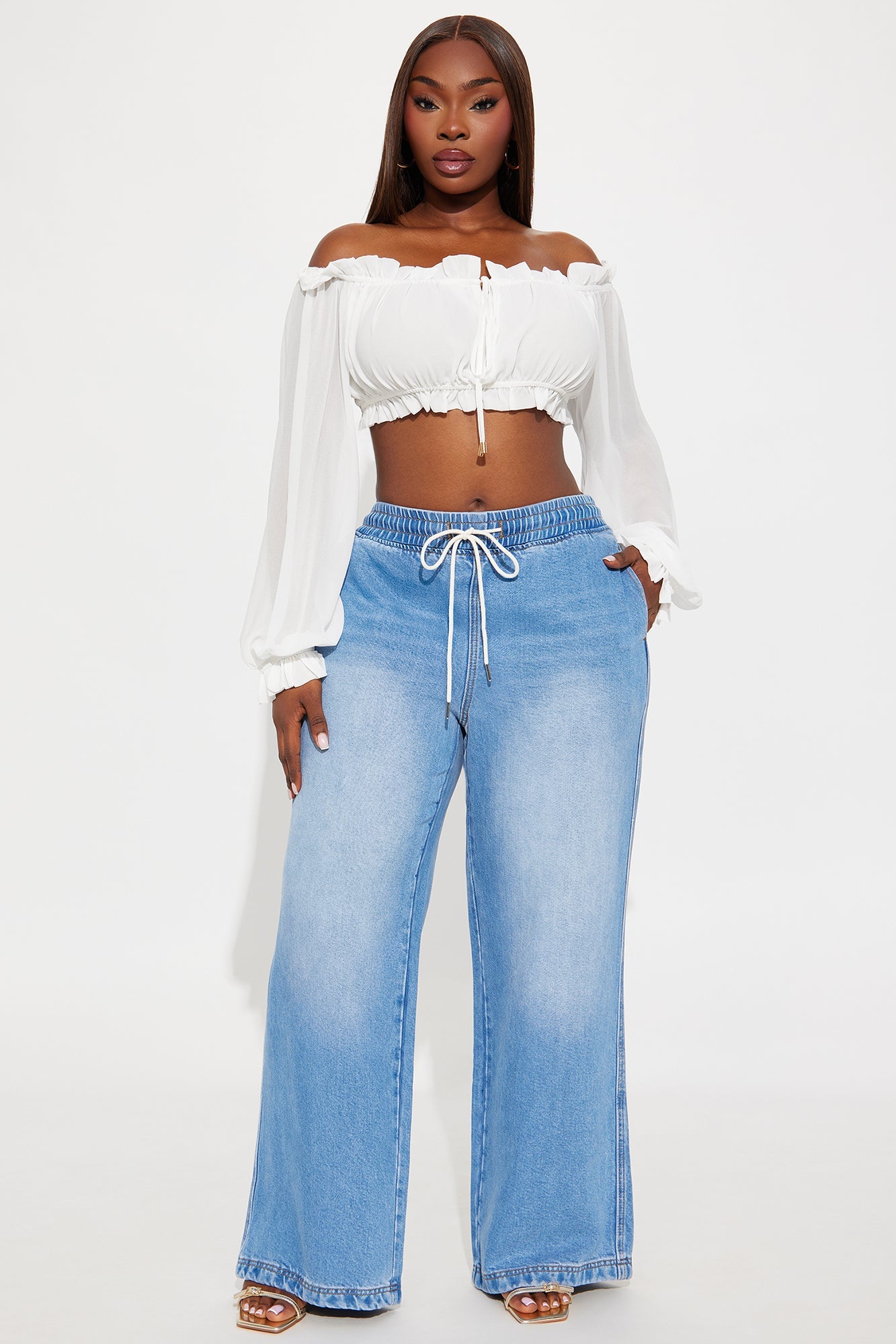 Ocean Drive Drapey Wide Leg Jeans - Vintage Wash
