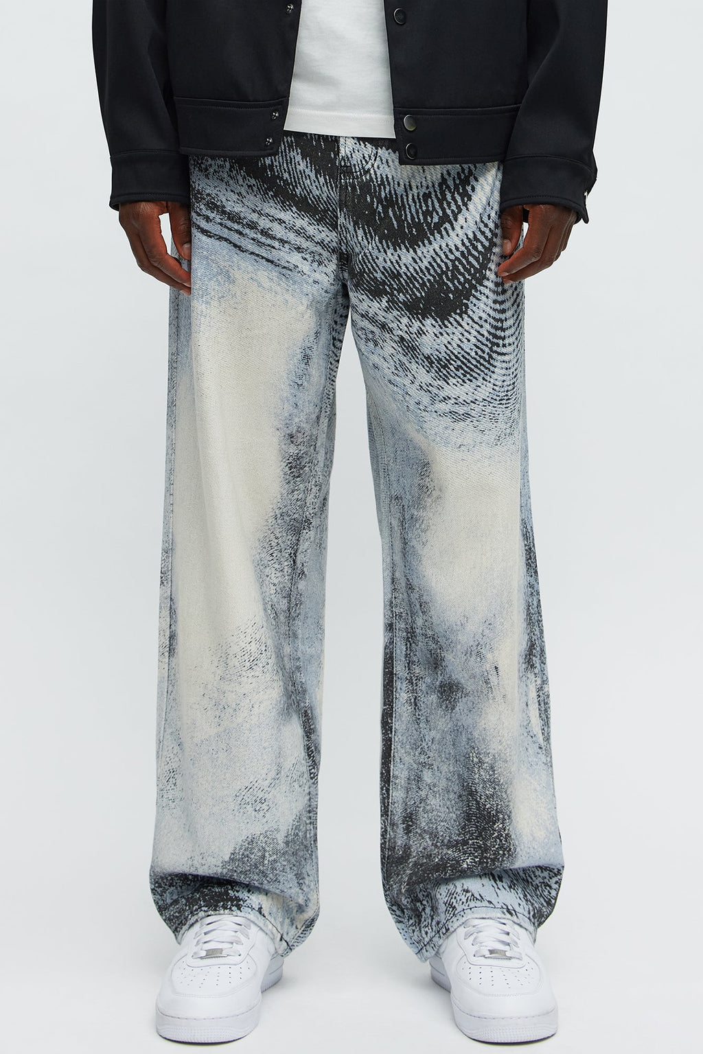 Baggy All The Wavez Printed Jeans - Light Wash