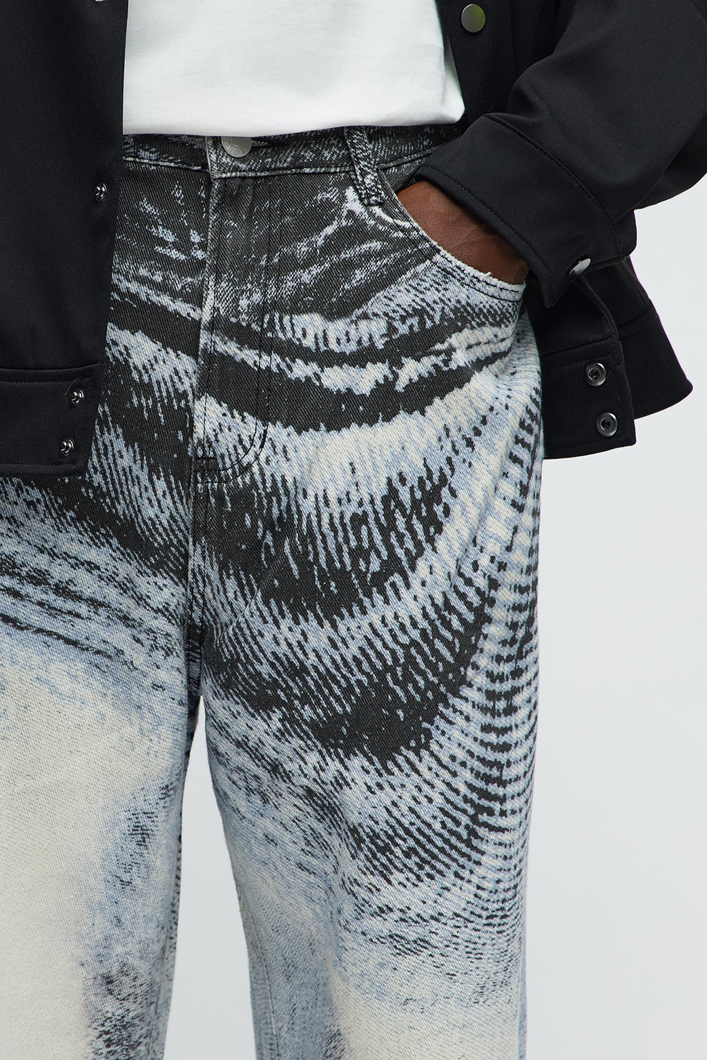 Baggy All The Wavez Printed Jeans - Light Wash