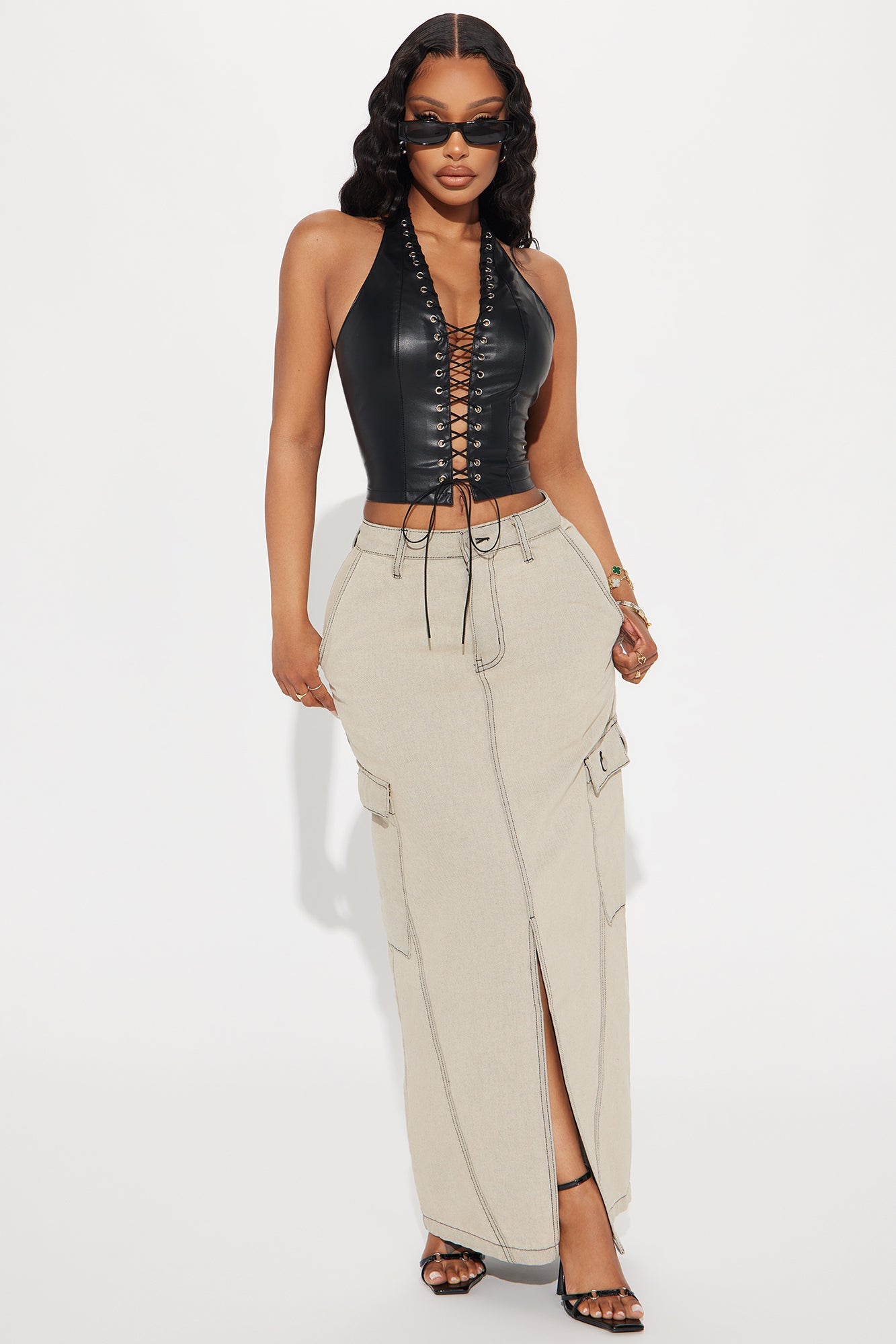 Up To No Good Lace Up Top - Black