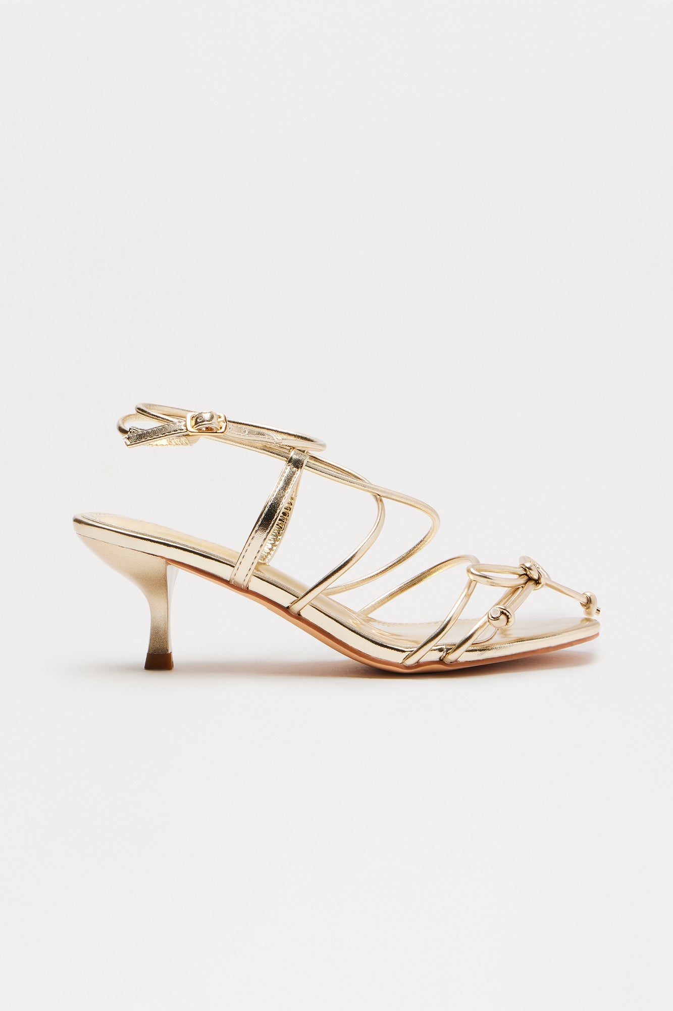 Bexie Bow Ankle Strap Heels - Gold