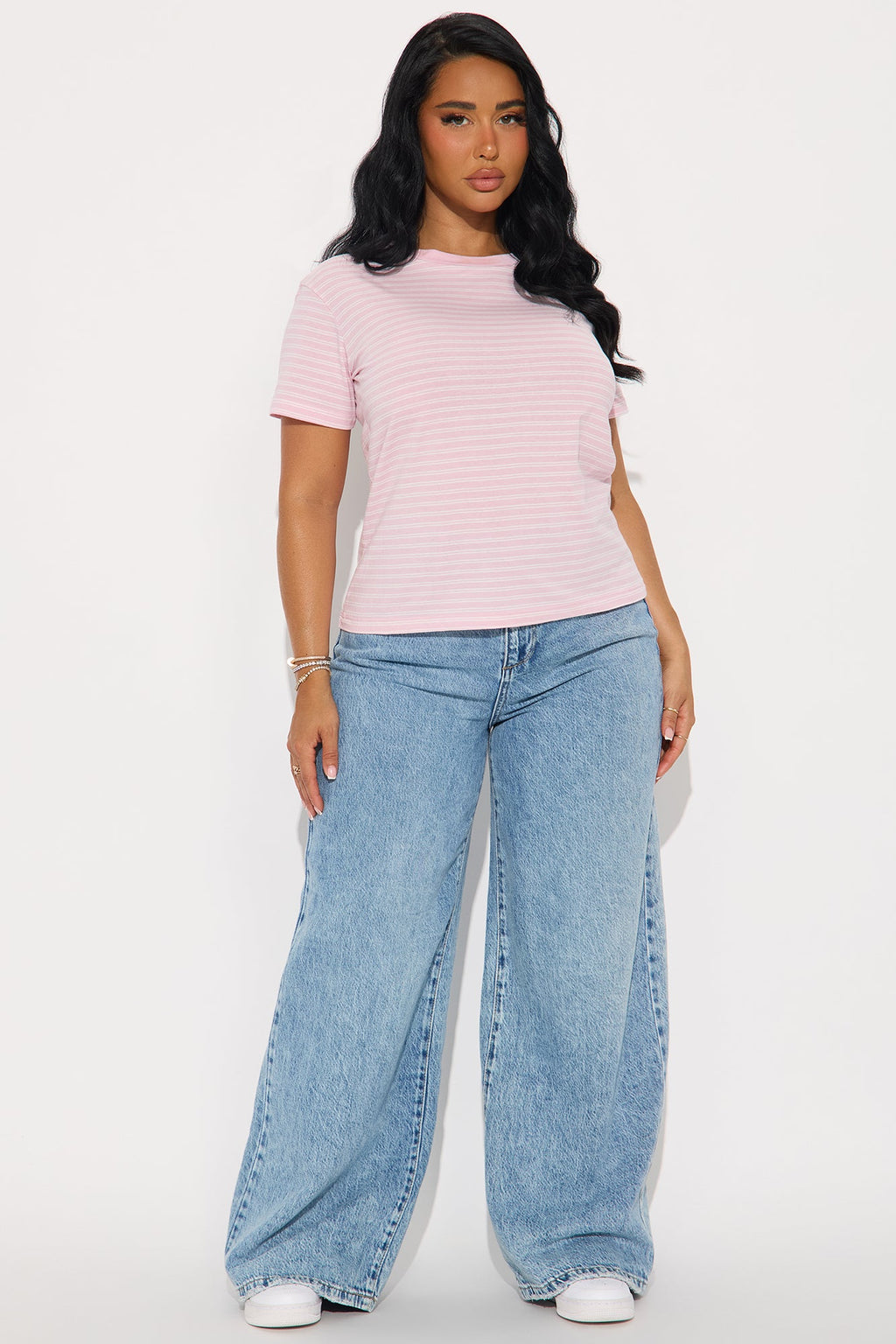 Sara Striped Short Sleeve Shirt - Pink/combo