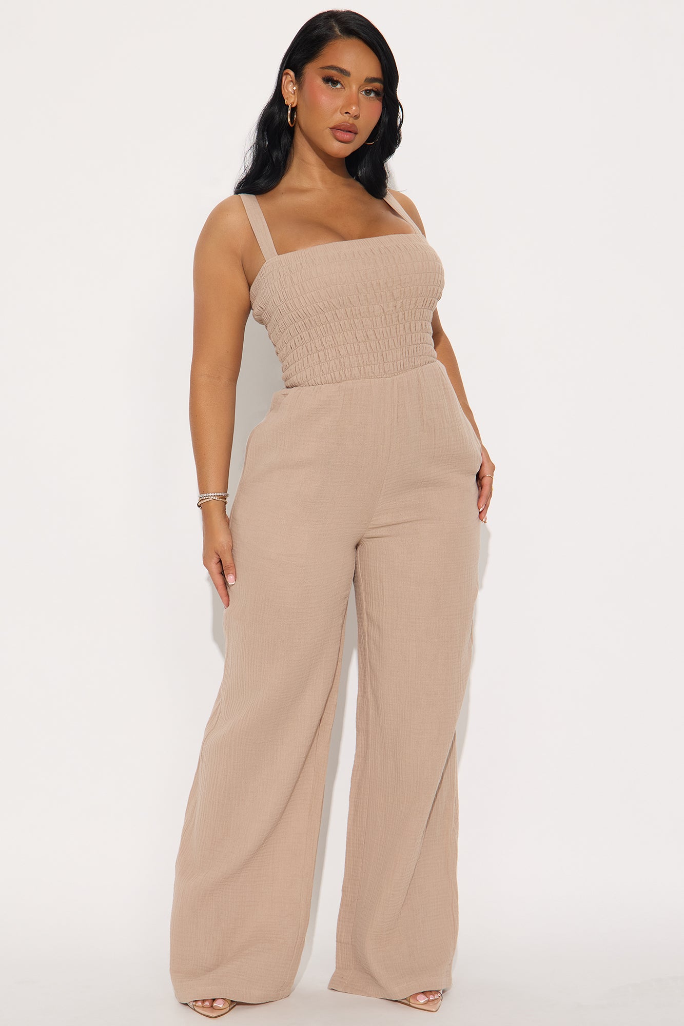 Melissa Gauze Wide Leg Jumpsuit - Taupe