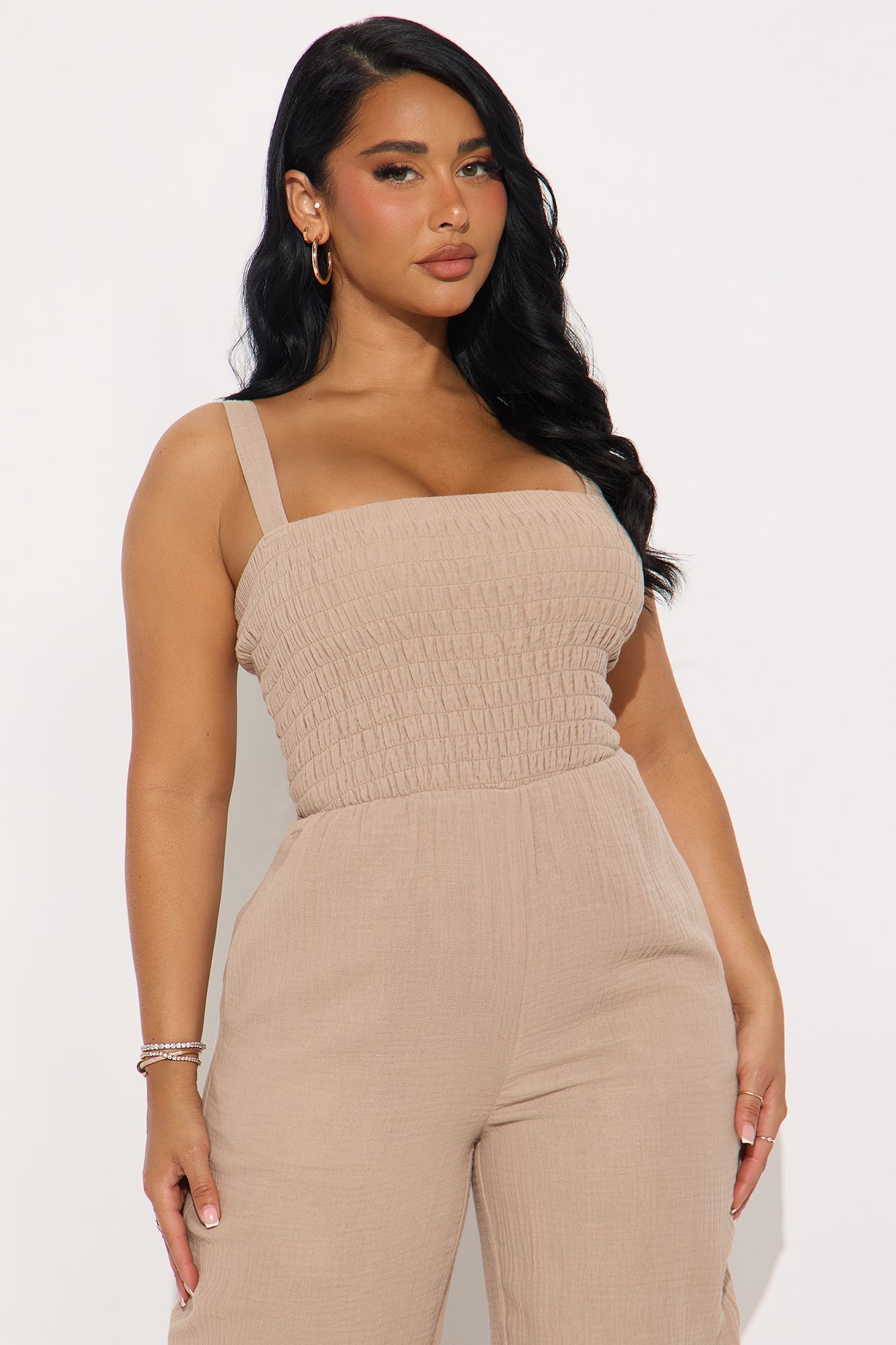 Melissa Gauze Wide Leg Jumpsuit - Taupe