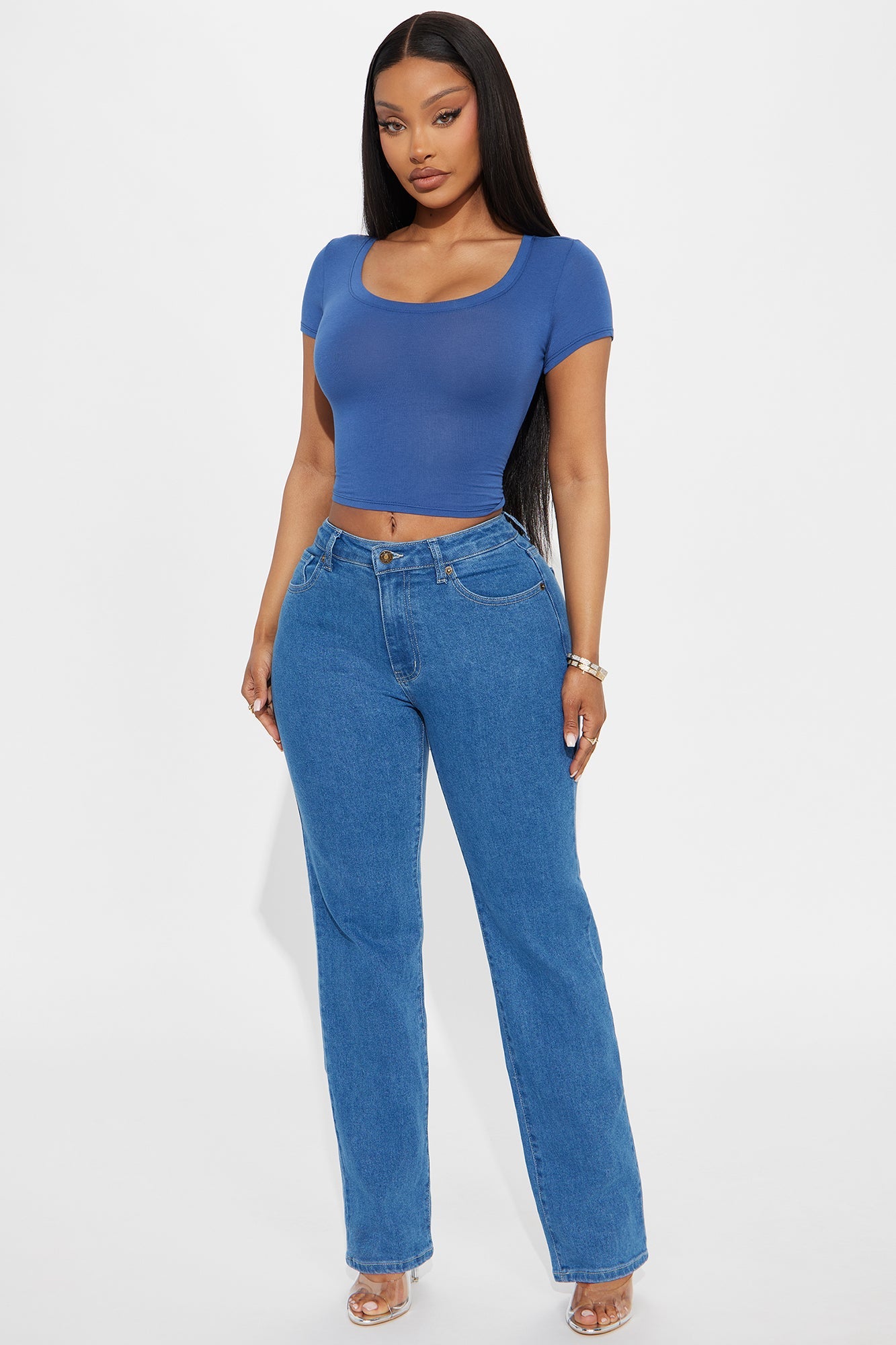 Basically Slim Straight Leg Jeans - Medium Wash