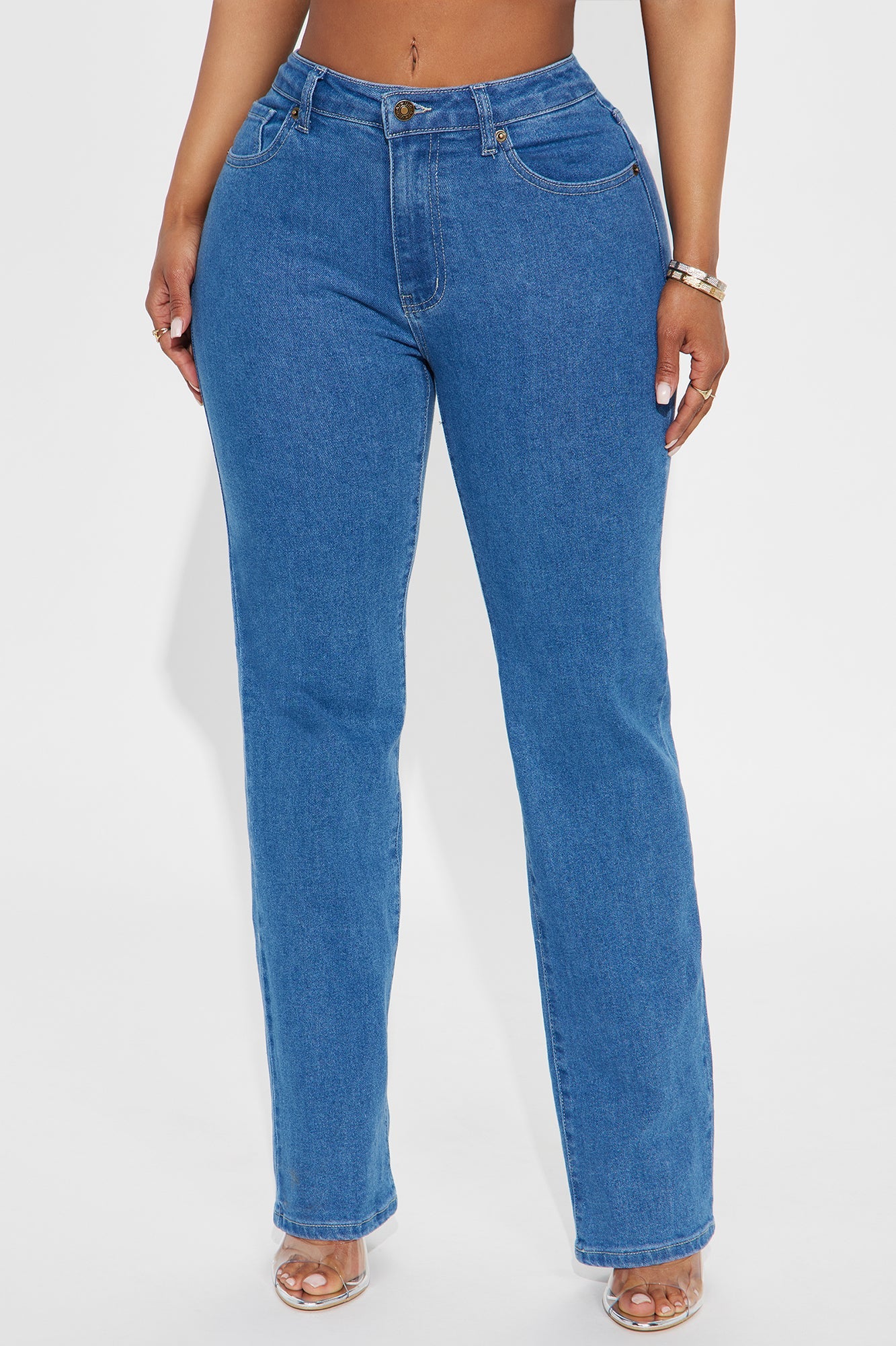 Basically Slim Straight Leg Jeans - Medium Wash