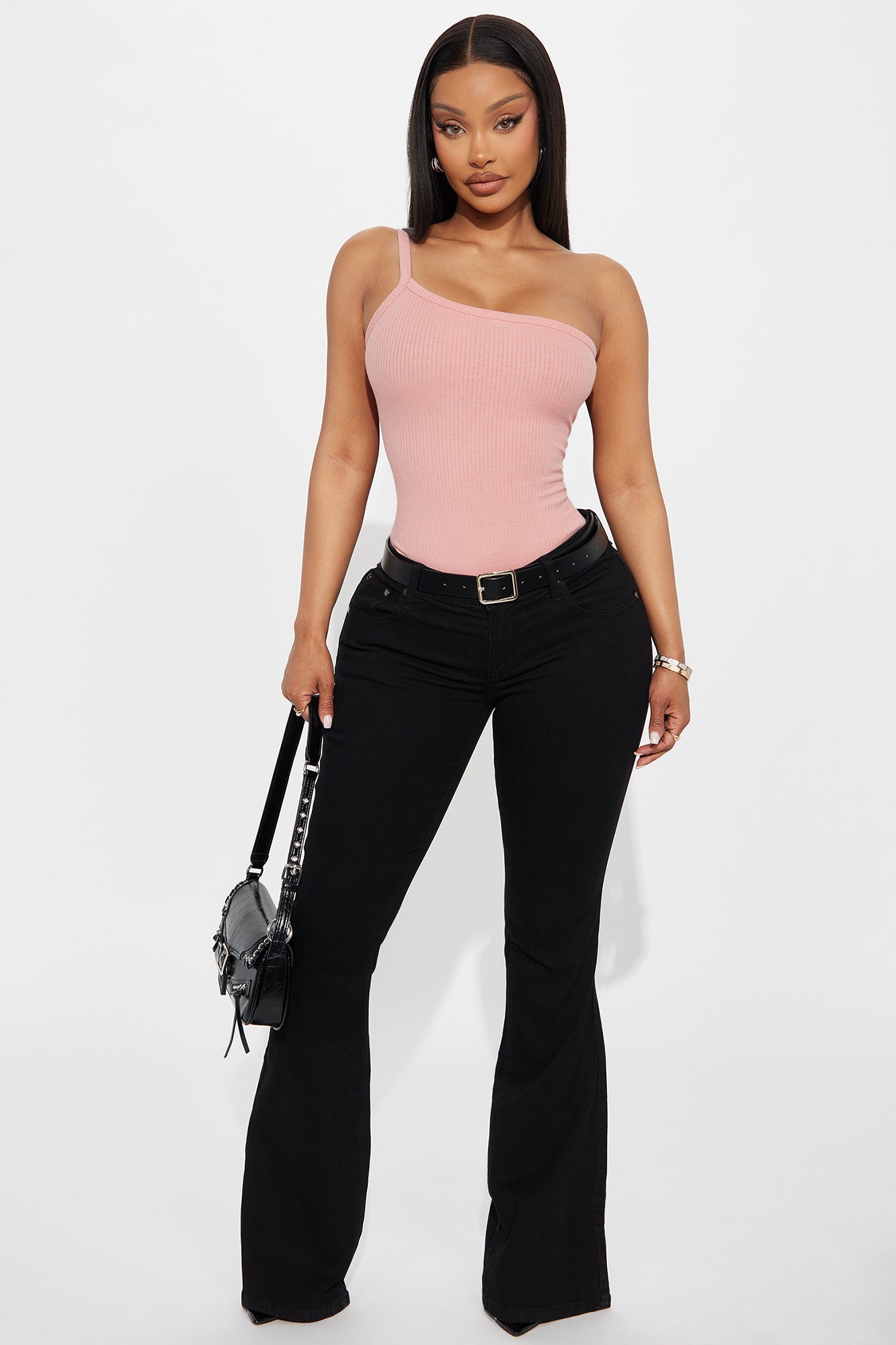 Camille One Shoulder Tank Top - Rose