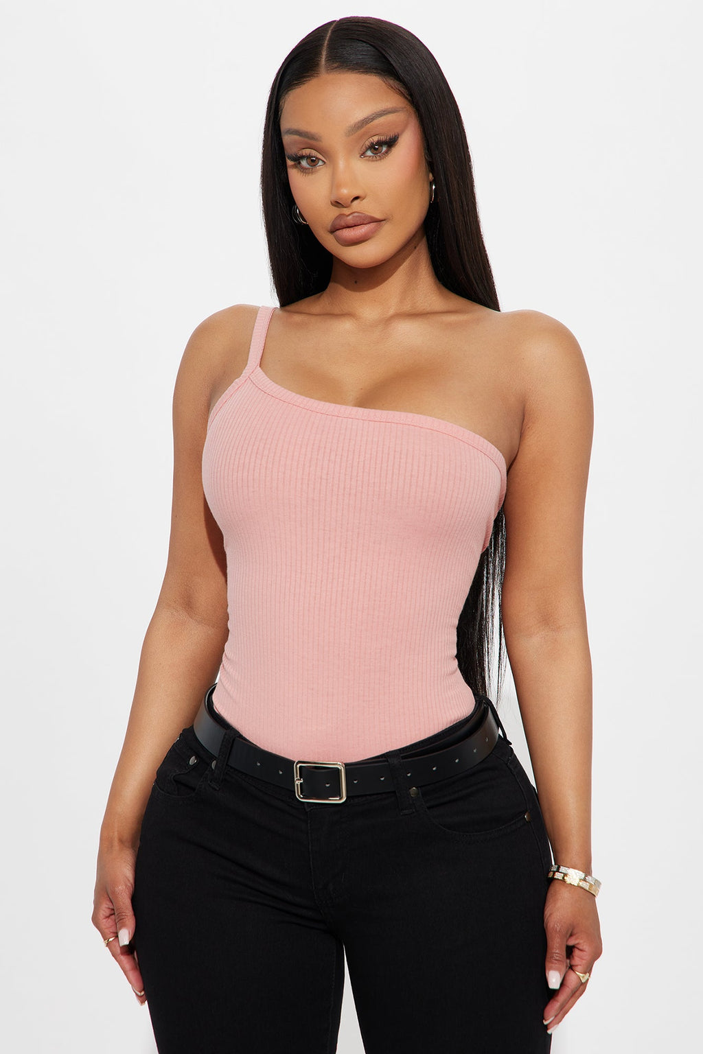 Camille One Shoulder Tank Top - Rose