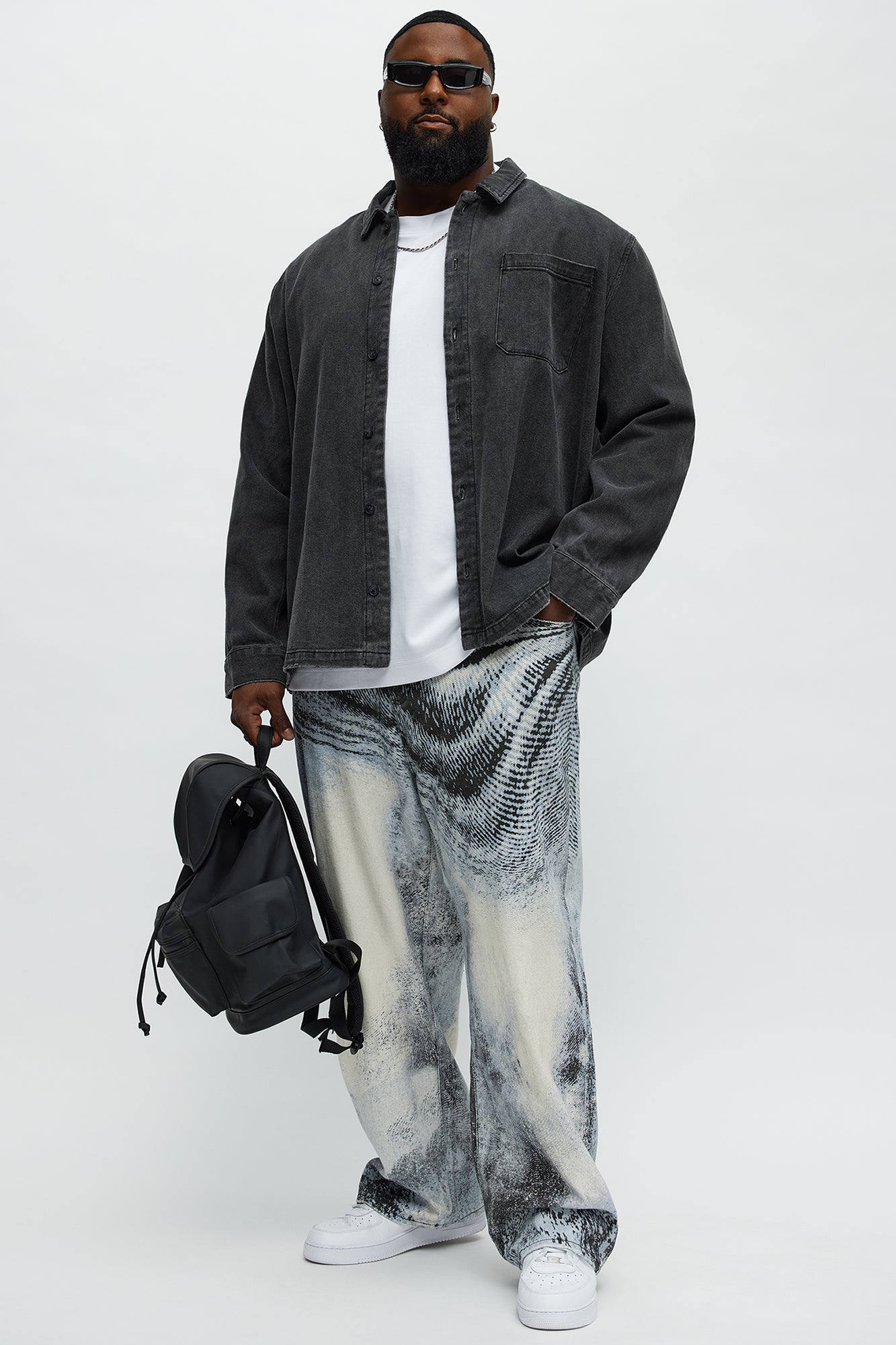 Baggy All The Wavez Printed Jeans - Light Wash
