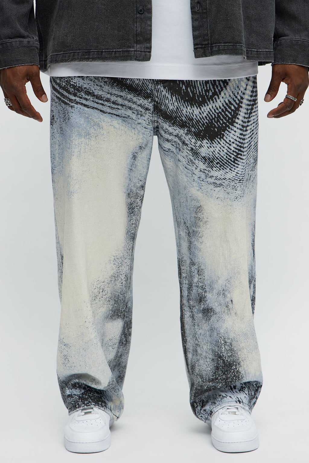 Baggy All The Wavez Printed Jeans - Light Wash