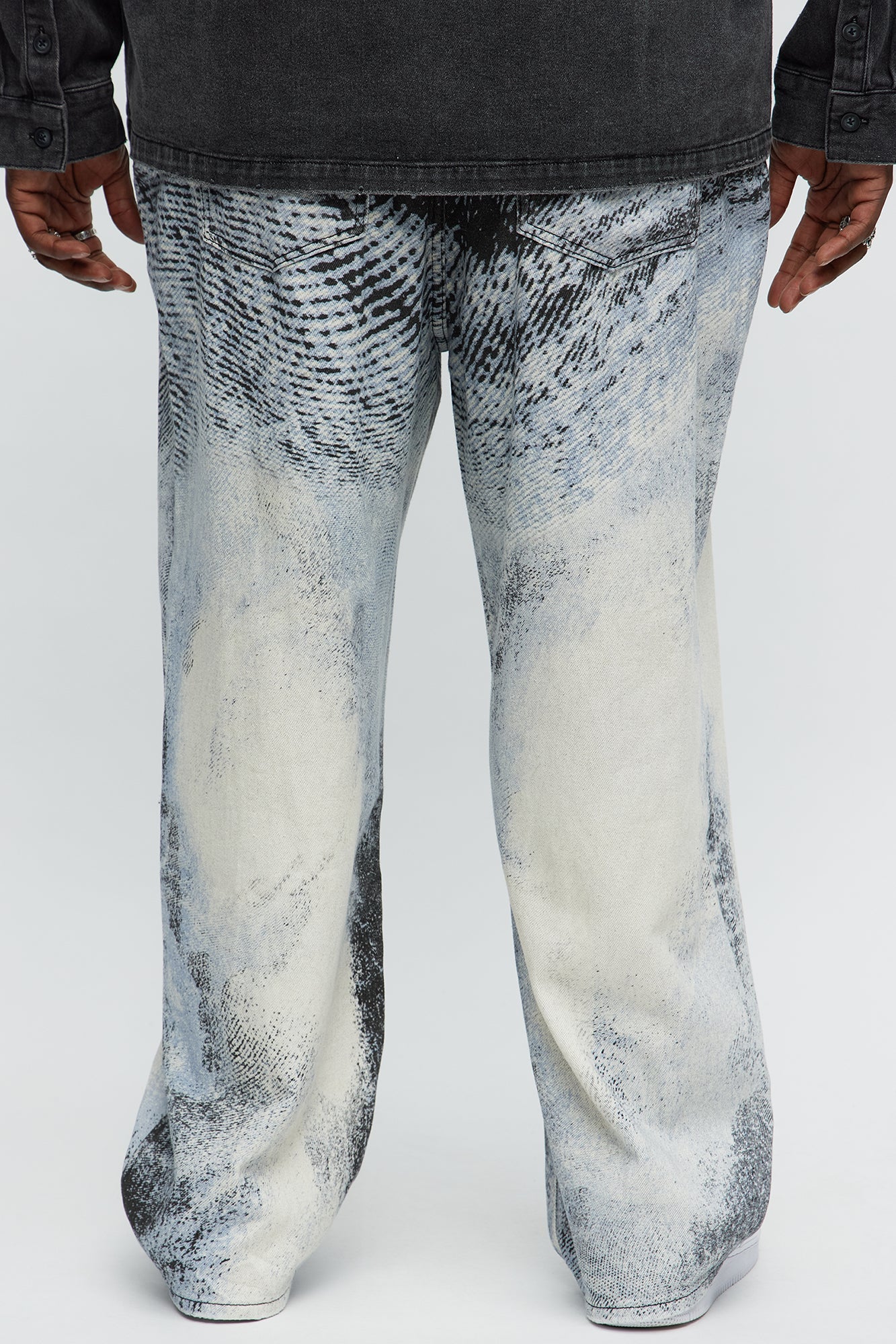 Baggy All The Wavez Printed Jeans - Light Wash