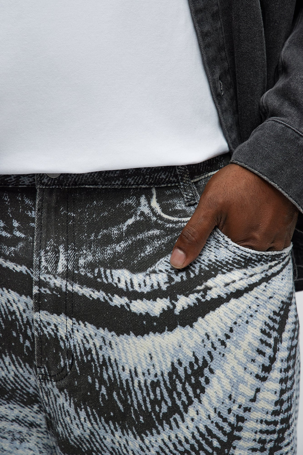 Baggy All The Wavez Printed Jeans - Light Wash