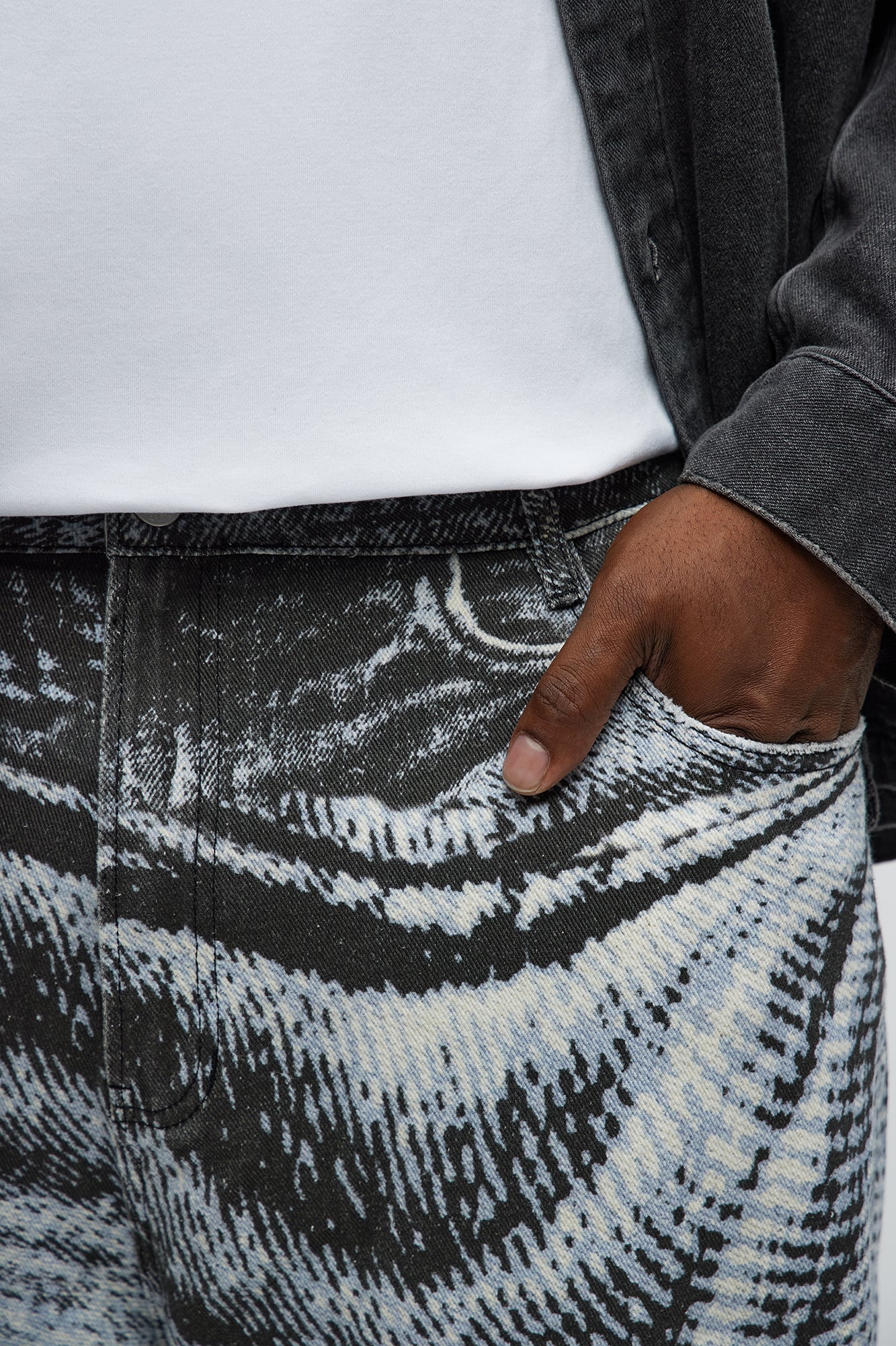 Baggy All The Wavez Printed Jeans - Light Wash