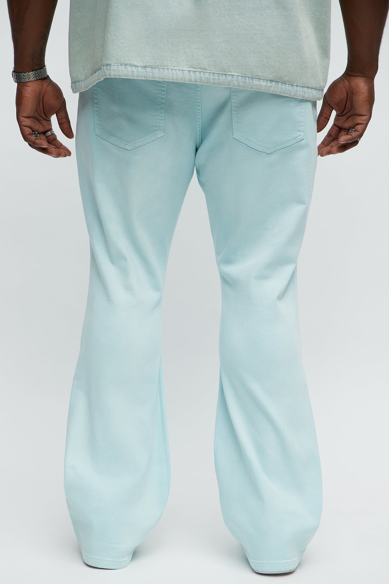 Stacked Skinny Flare Meet Me Halfway Ripped Jeans - Teal/combo