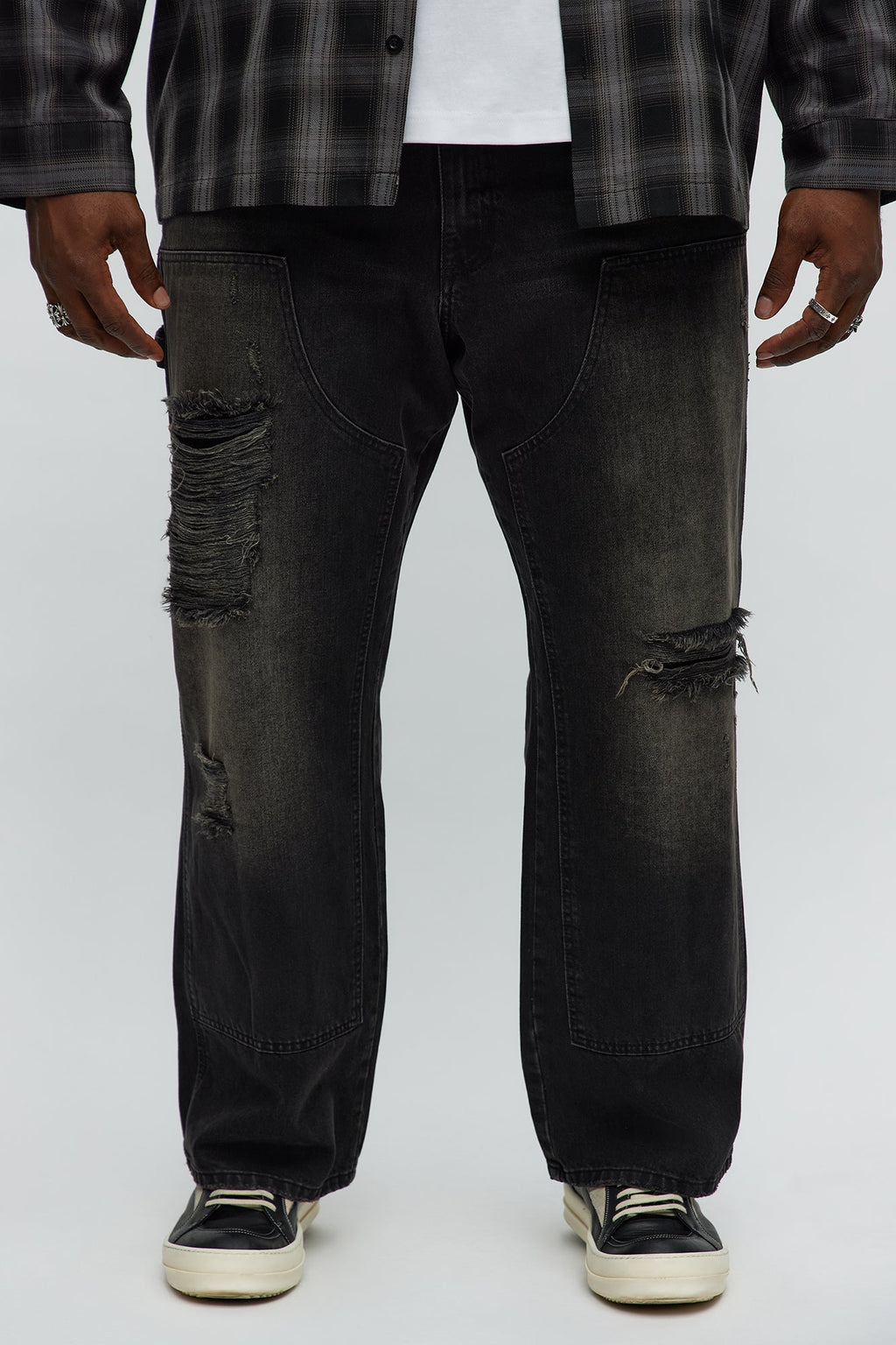 We Cool Distressed Carpenter Straight Jeans - Black Wash