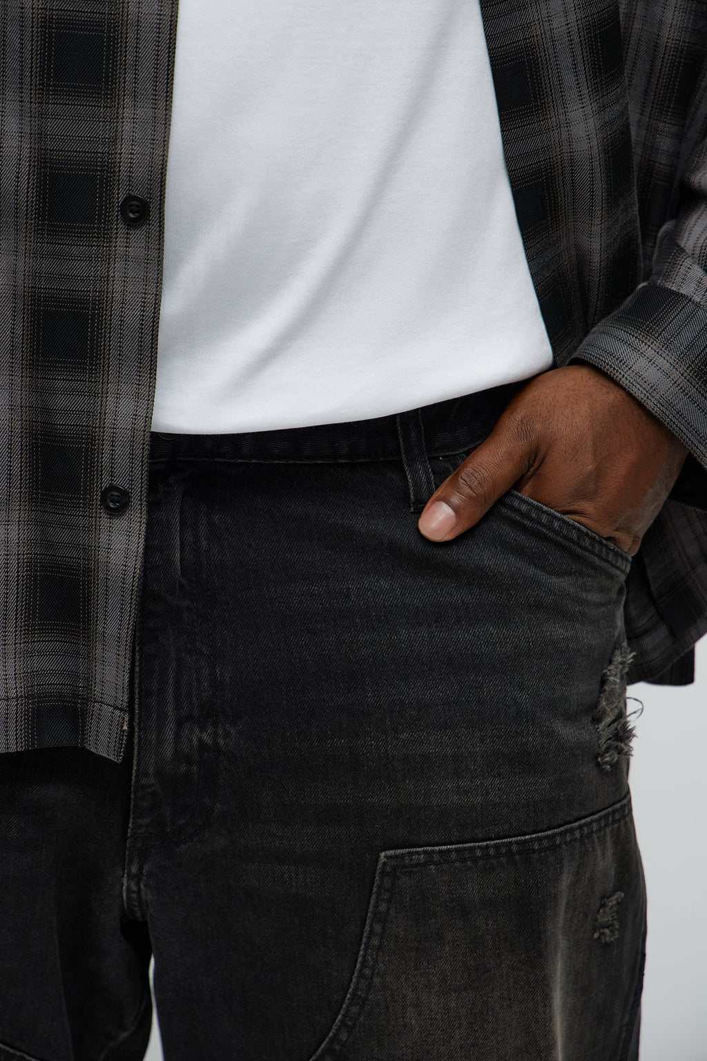 We Cool Distressed Carpenter Straight Jeans - Black Wash