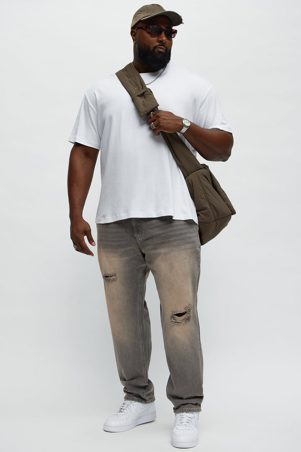 Slim Keep Calling Distressed Jeans - Grey