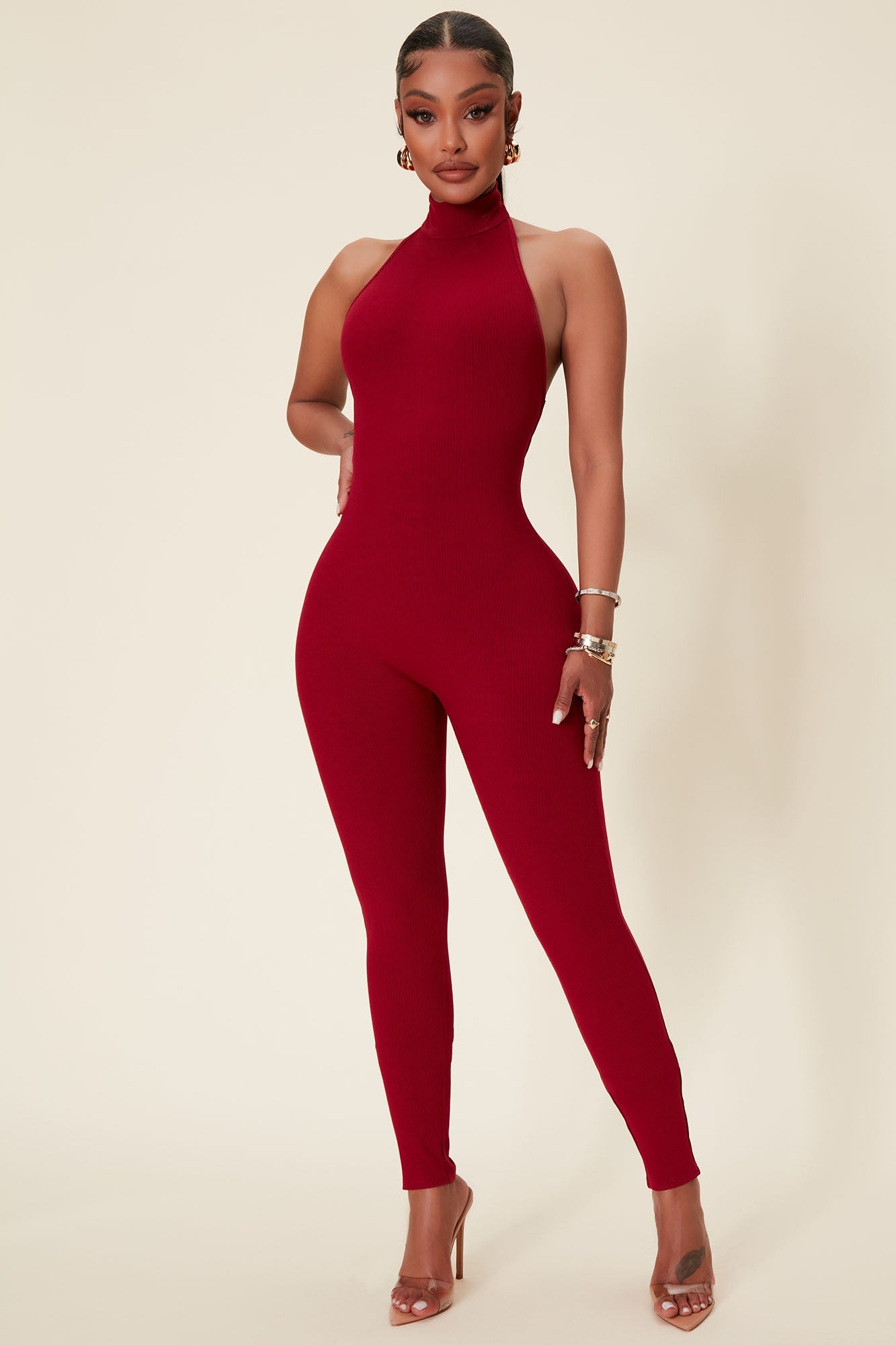Cassandra Light Snatched Jumpsuit - Red
