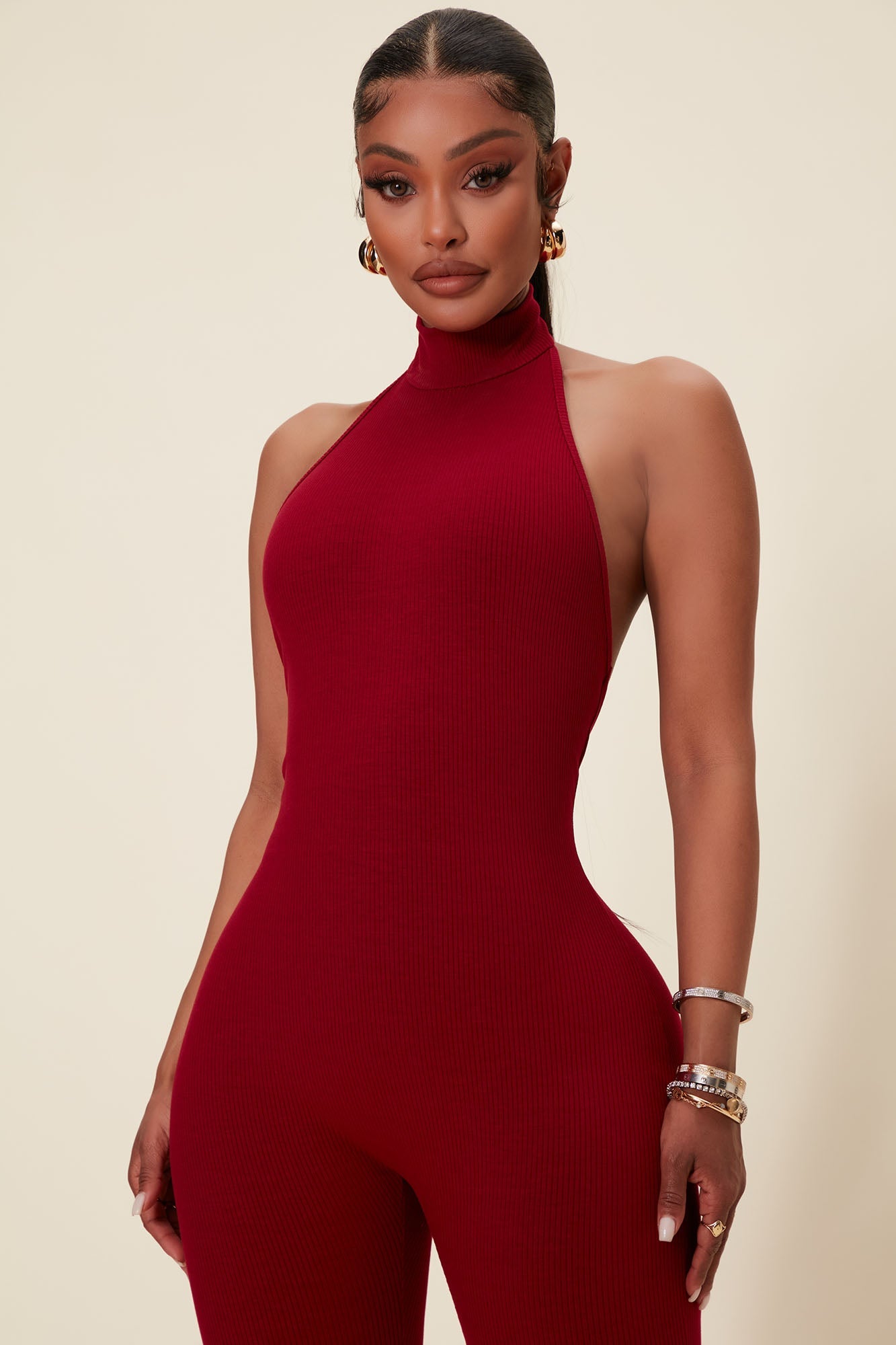 Cassandra Light Snatched Jumpsuit - Red