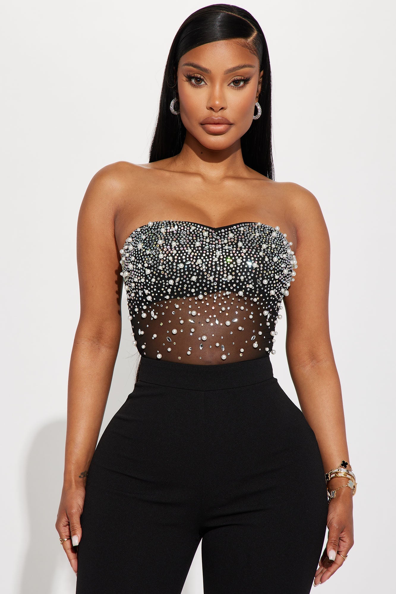 Dream Girl Embellished Jumpsuit - Black