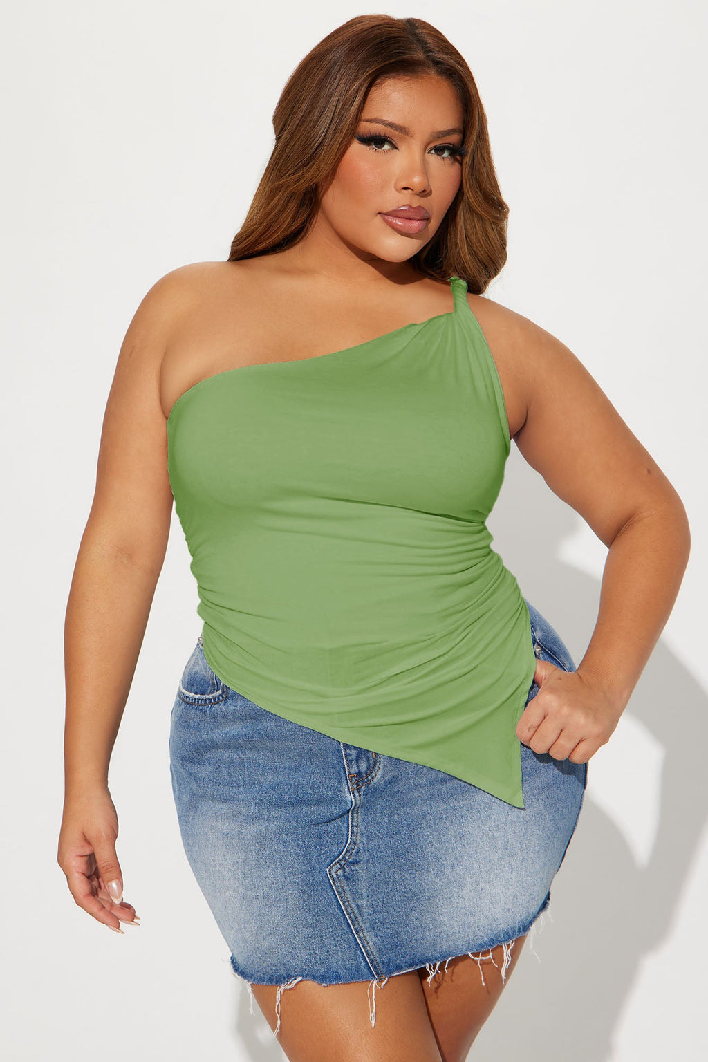 Summer One Shoulder Top - Sage
