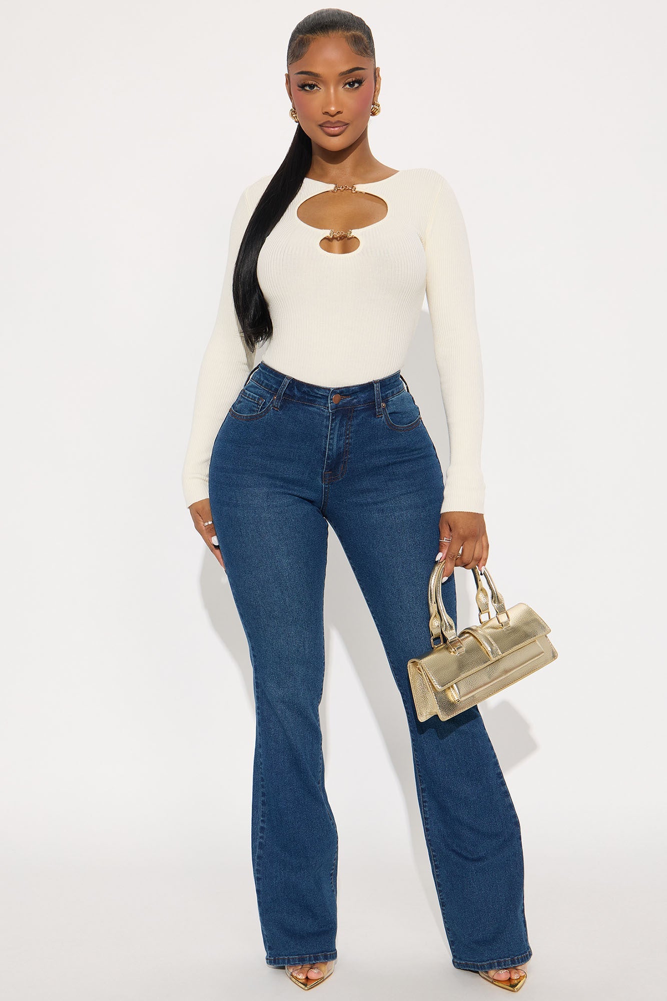 Sara Cut Out Bodysuit - Cream