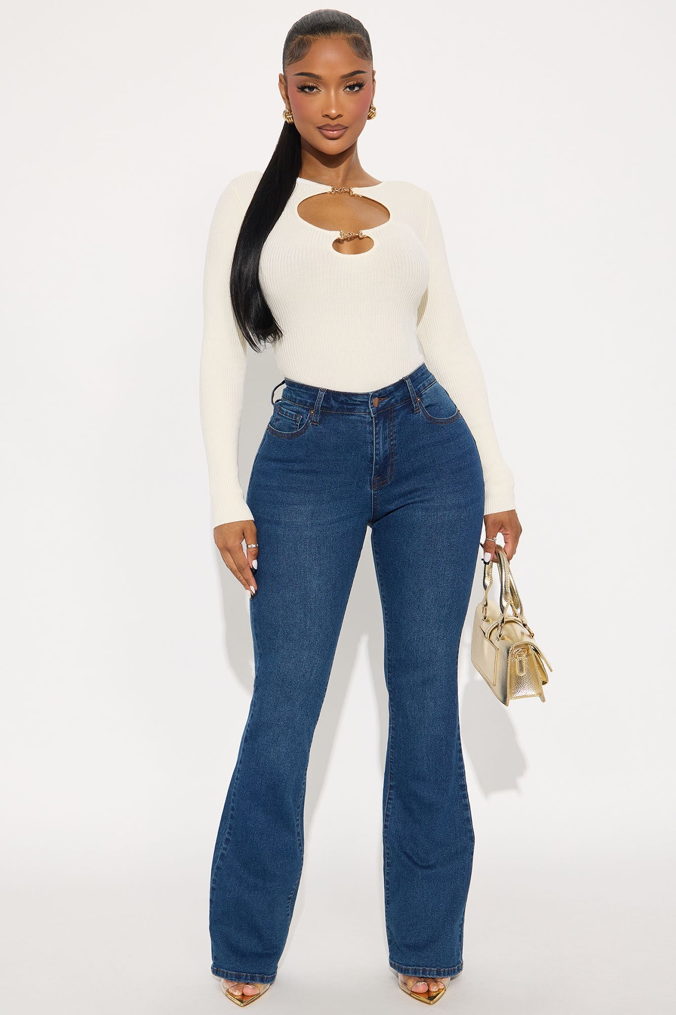 Vibe Check Curvy Stretch Bootcut Jeans  - Dark Denim