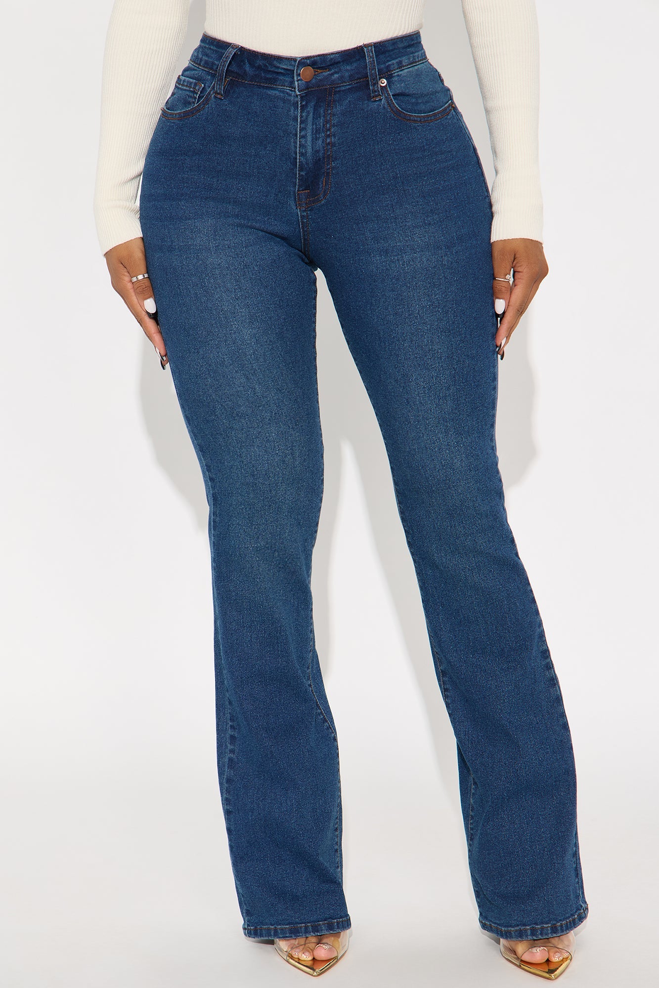 Vibe Check Curvy Stretch Bootcut Jeans  - Dark Denim