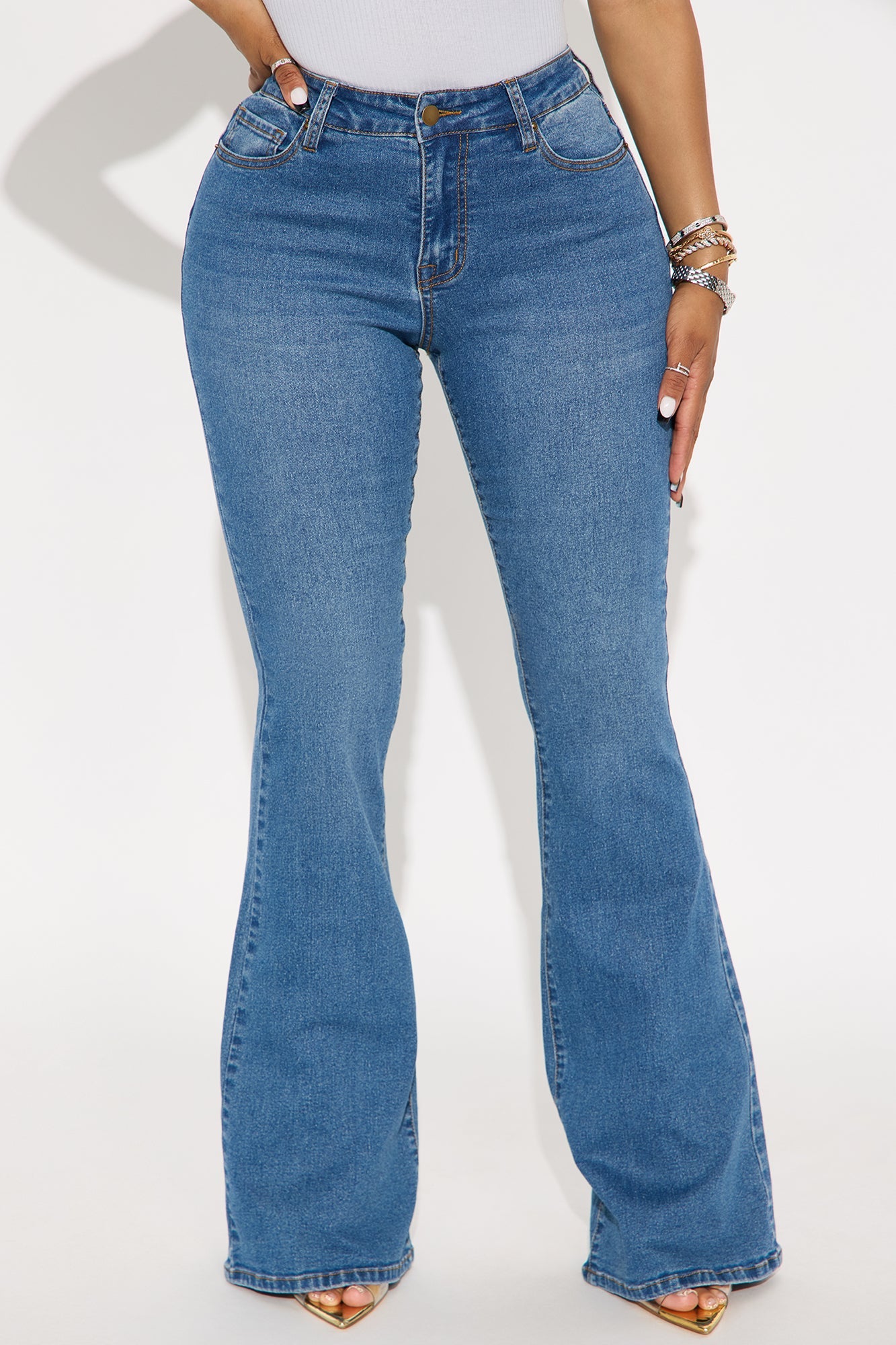 Tall Vibe Check Curvy Stretch Flare Jeans  - Medium Wash